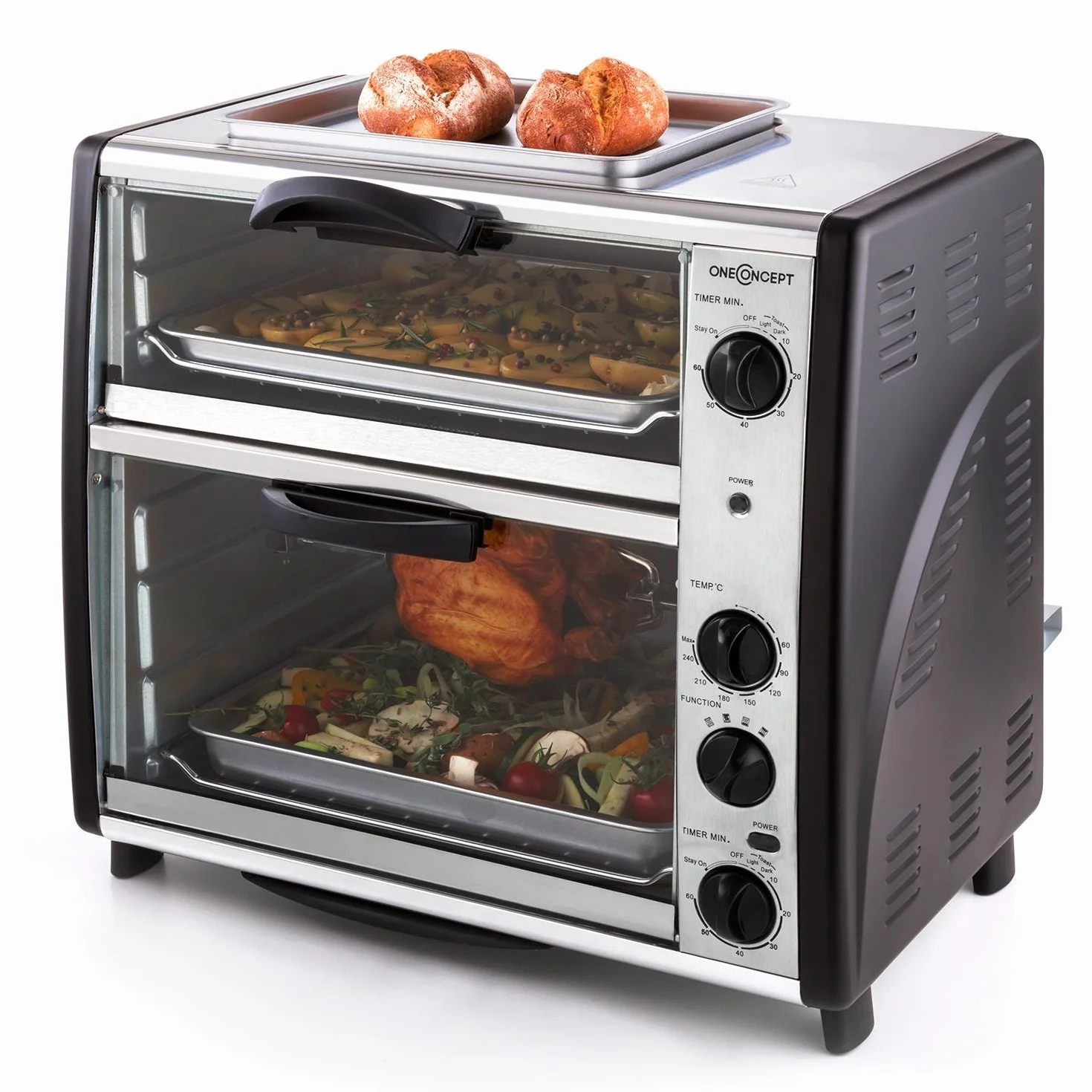 oneConcept Podwójny piekarnik elektryczny 42 L 2400 W Stal nierdzewna Srebrny