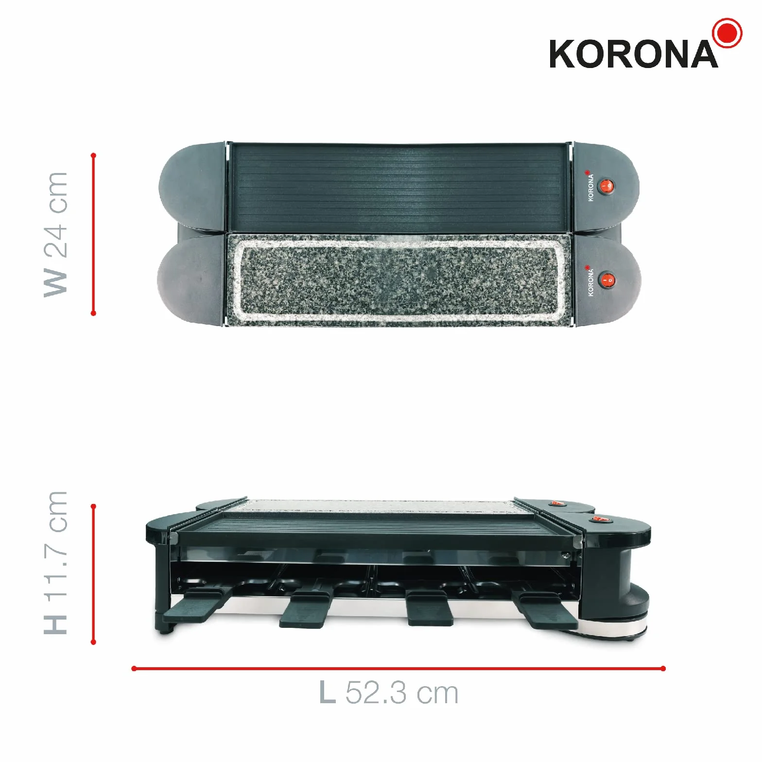 Korona 45071 obrotowa raclette dla 8 osób nieprzywierająca płyta grillowa kamień naturalny
