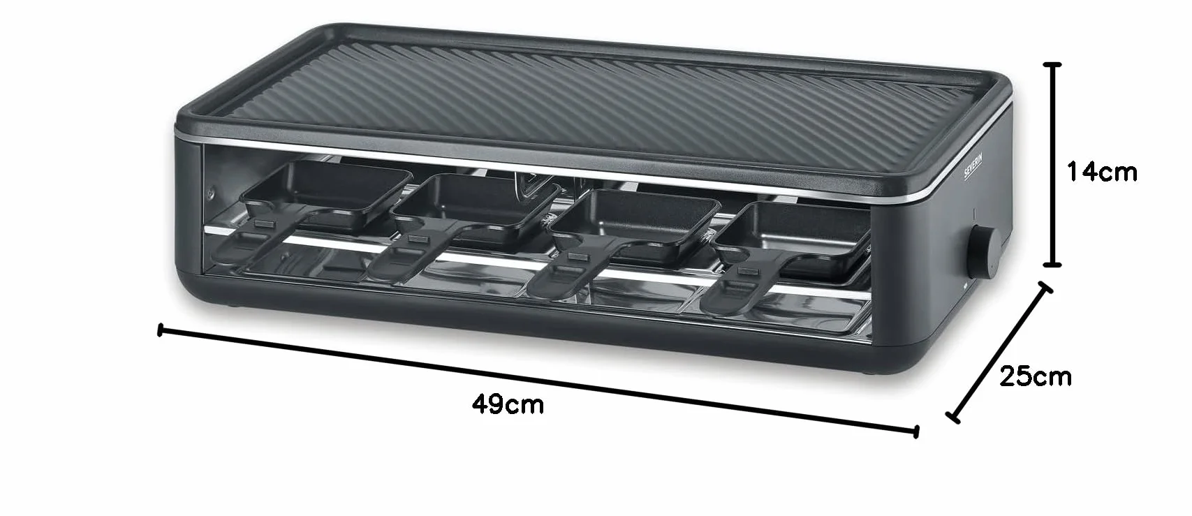 SEVERIN Raclette Grill 1300 W z 8 patelniami, powłoka nieprzywierająca, czarny RG 2365