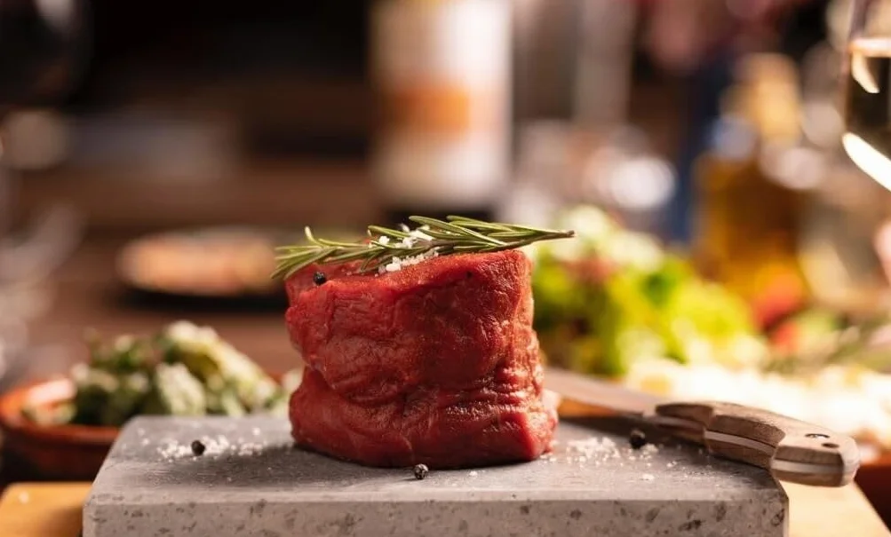 Hot Stone Steak gorący kamień grill, płyta lawowa, deska bambusowa, 3 miseczki