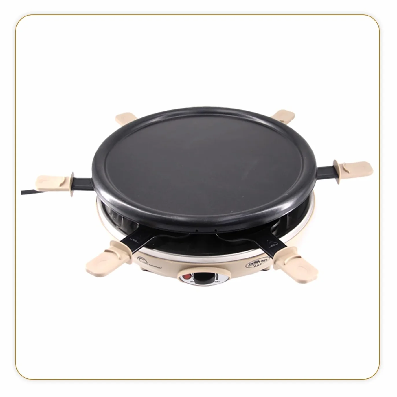 LITTLE BALANCE 8692 Crêpière Grill Happy Cheese Trio 1200 elektryczna raclette 6 szpatułek 6 desek 1200 W