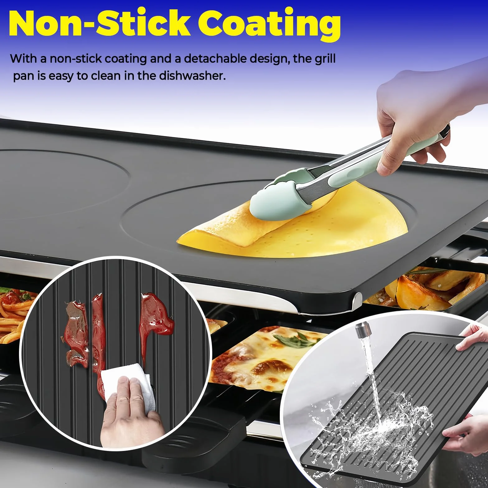 Elektryczny grill raclette 1300W dla 8 osób z powłoką nieprzywierającą, 8 mini patelniami i łopatką
