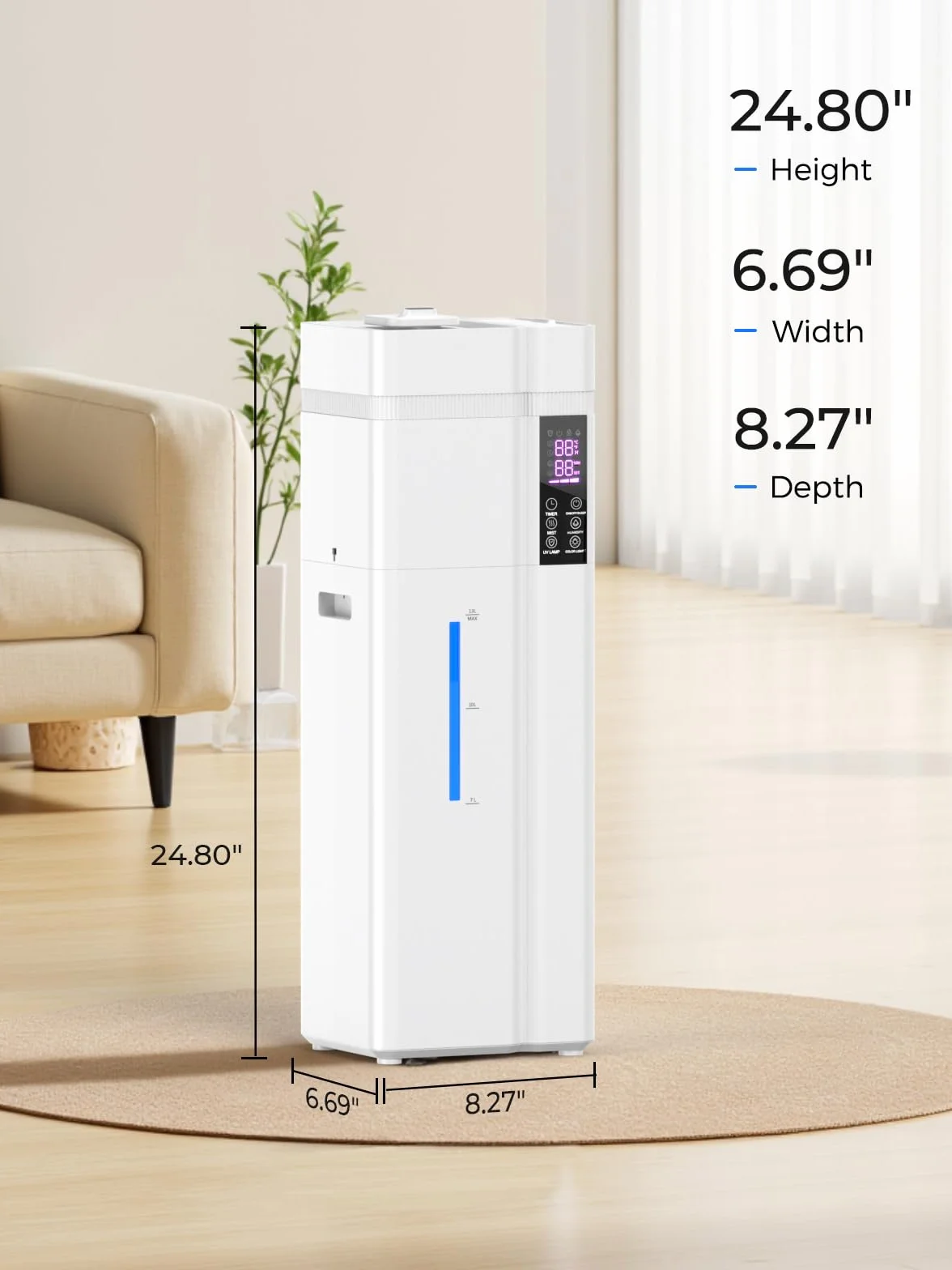 Nawilżacz 13L/53,4 cala do dużego pokoju, 74,3 m² zasięgu, 100 godzin pracy, automatyczna regulacja wilgotności, uzupełnianie z góry, nawilżacze do sypialni, 35 dB cichy, tryb snu, dyfuzor zapachowy