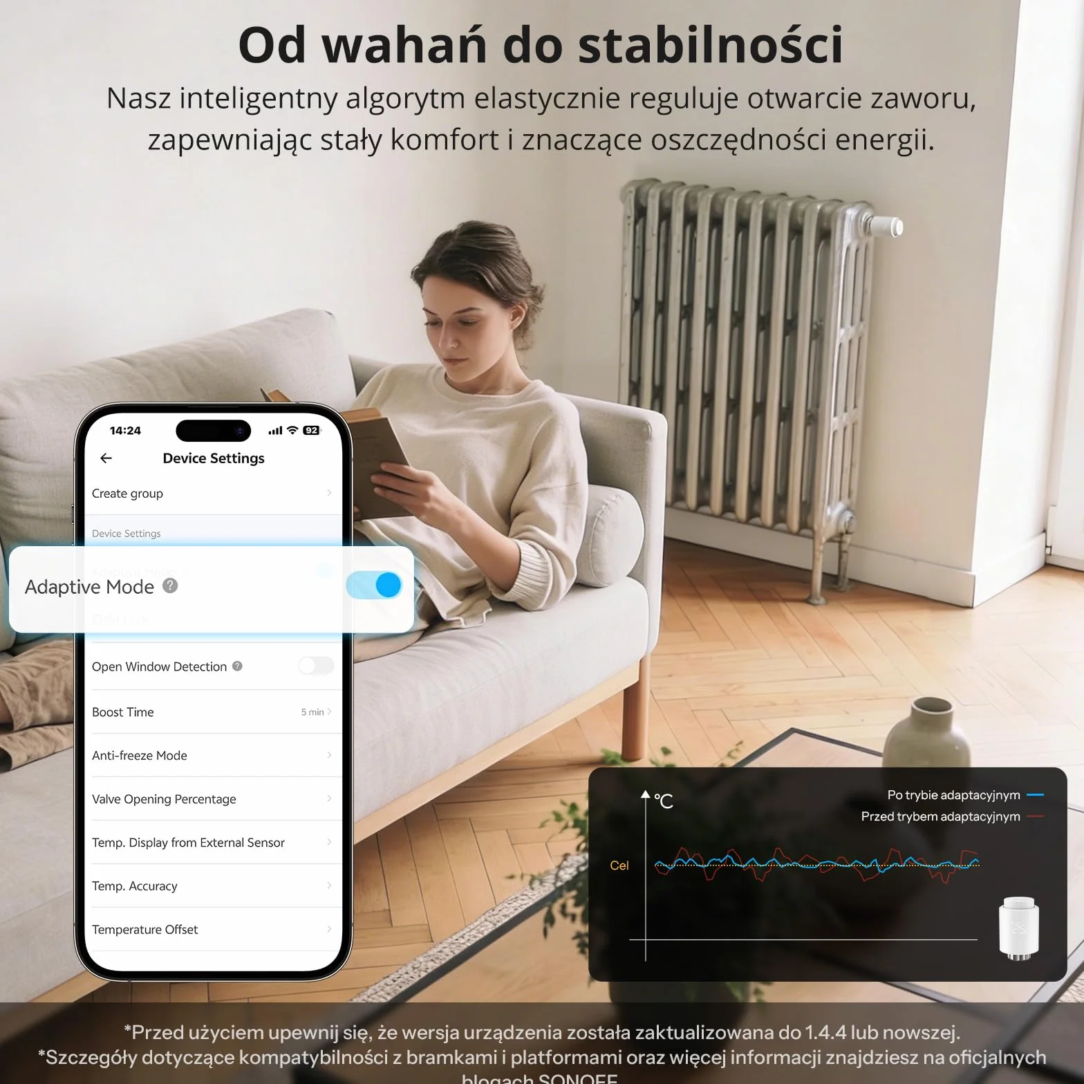 SONOFF TRVZB Zigbee Thermostatic Radiator Valve 4PCS Inteligentny Termostat z Aplikacją Kompatybilny z Alexa Home Assistant 6 Adapterów