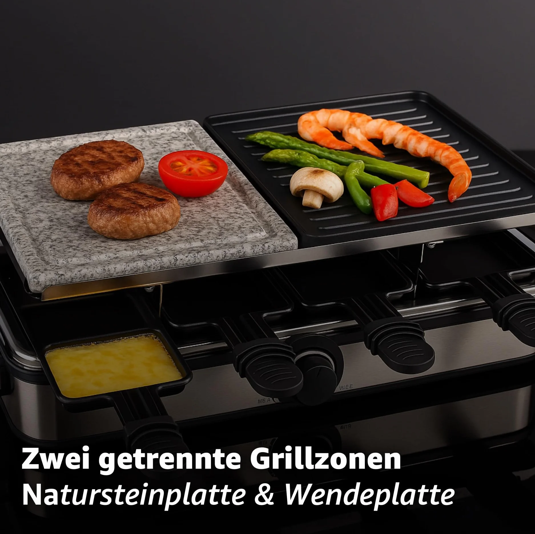 Zestaw do raclette 8-osobowy grill stołowy płyta grillowa płyta kamienna z powłoką zapobiegającą przywieraniu