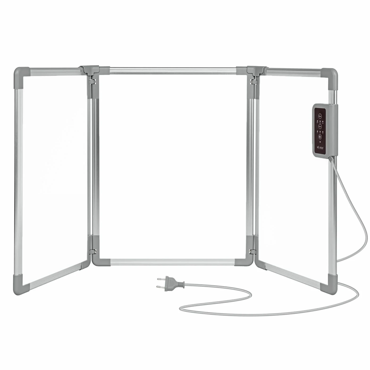Mi-Heat Składany aluminiowy panel grzewczy, 53 x 108 cm, ogrzewanie na podczerwień 350 W do 80°C, ścianka grzewcza do biura, domu, biura, miejsca pracy, kasy, recepcji