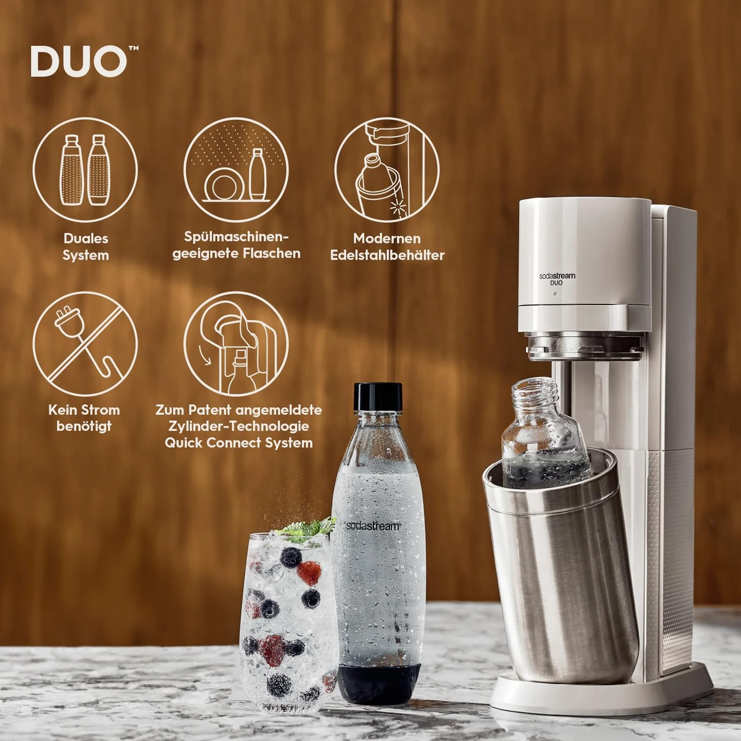 Sodastream Duo Saturator, Biały, 44 cm