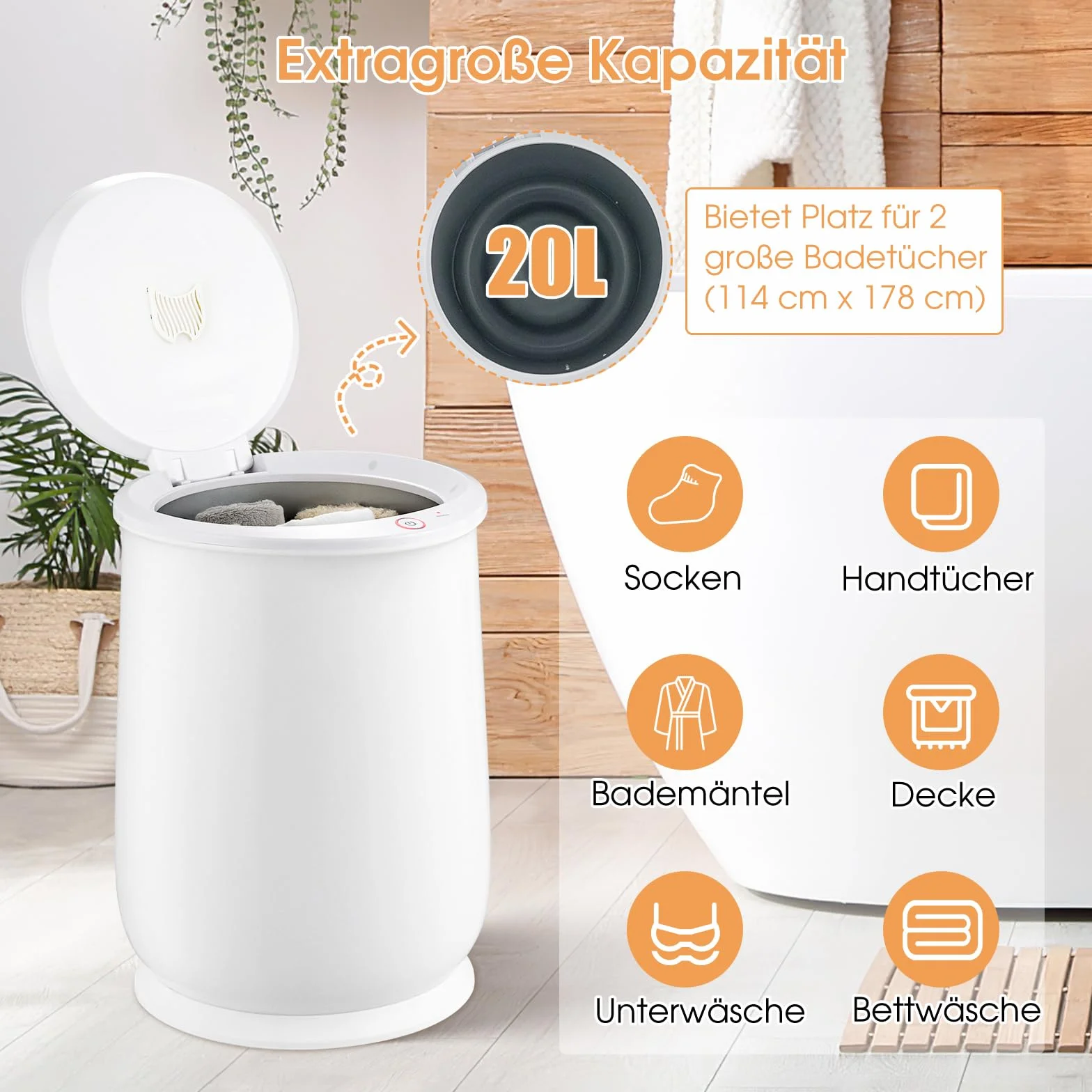 COSTWAY Podgrzewacz na ręczniki 21 l, elektryczny ogrzewacz sufitowy z timerem 20-90 min i trybem suszenia 2-5 h