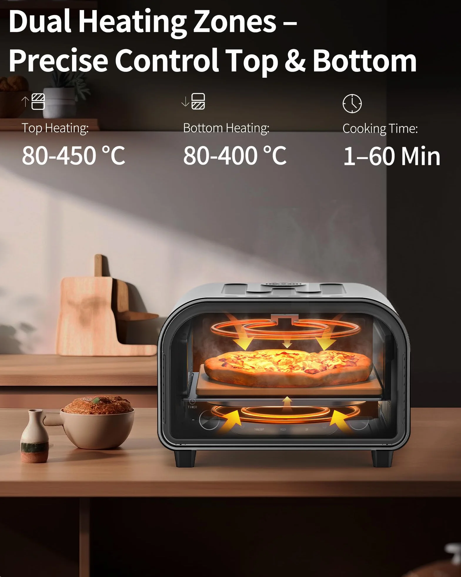Elektryczny piekarnik do pizzy 450°C stal nierdzewna 32 cm timer 1-60 min