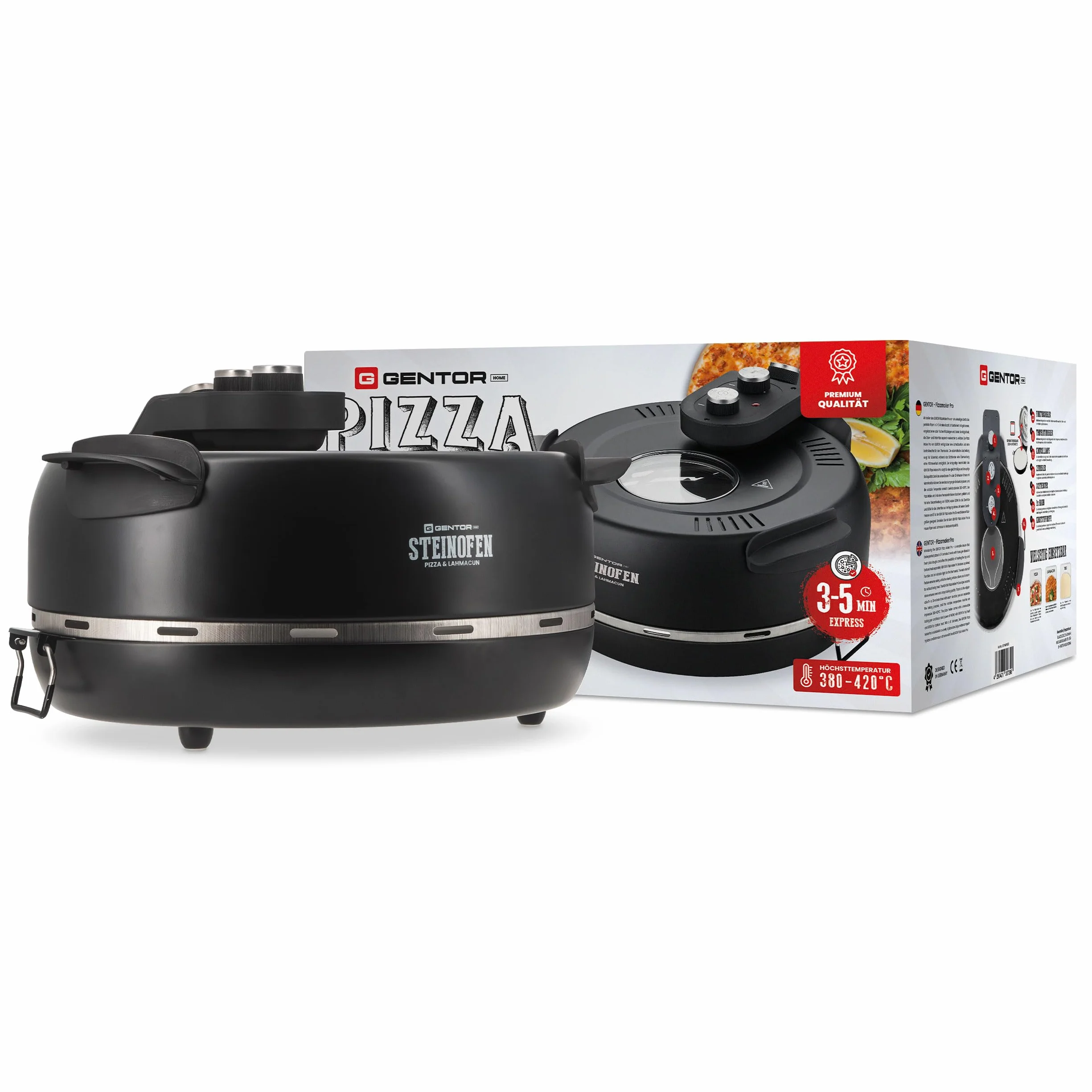 Elektryczny piec do pizzy 1600 W 400°C z kamieniem i okienkiem