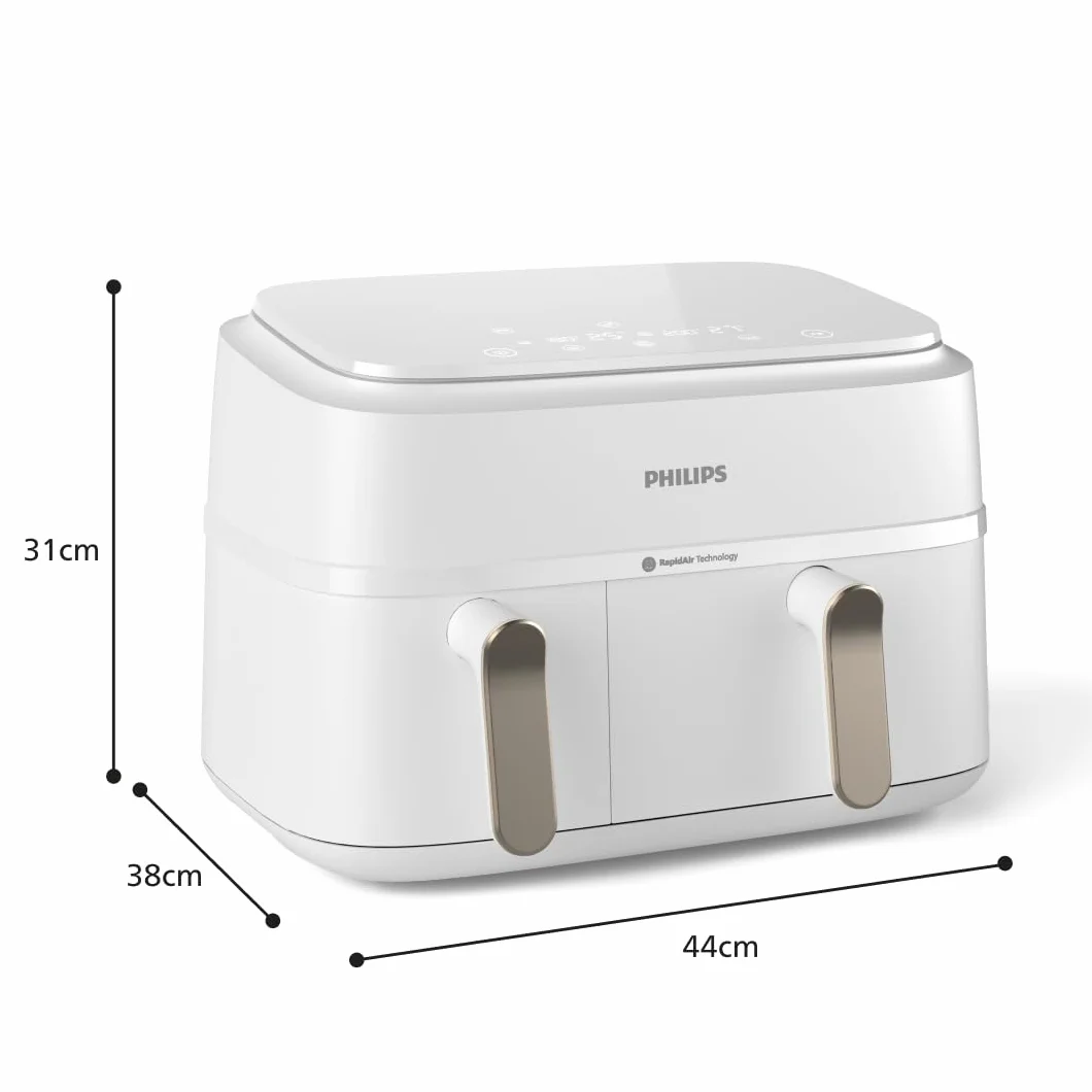 Philips Airfryer Dual Basket Serii 3000 Frytownica 9L 2 Kosze RapidAir Plus Biała NA353/10