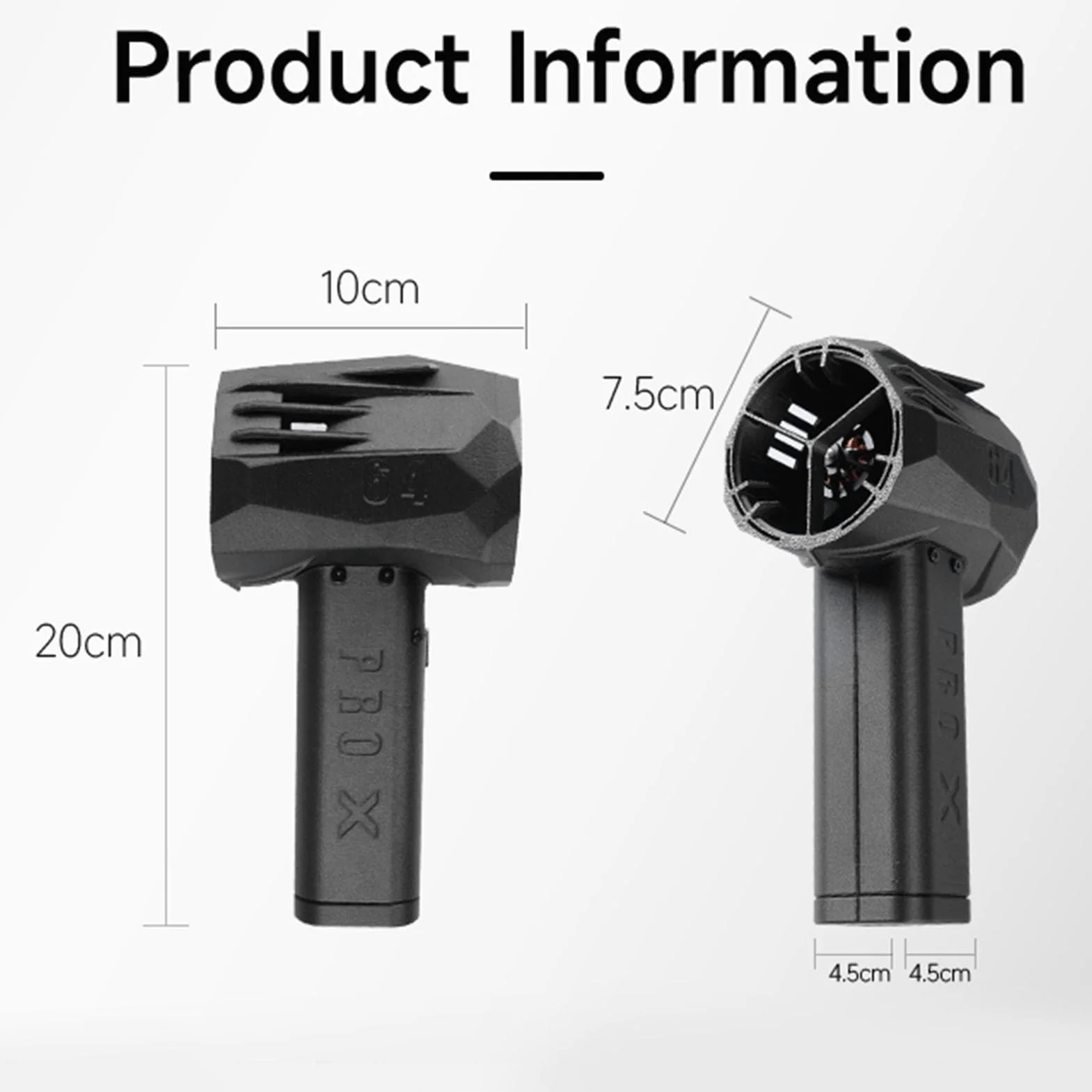 Dmuchawa Turbowentylatorowa Przenośny, Brutalny Wentylator Turbo 64 Mm Metalowa Funkcja Szybki Silnik Bezszczotkowy ze światłem Otoczenia SOS
