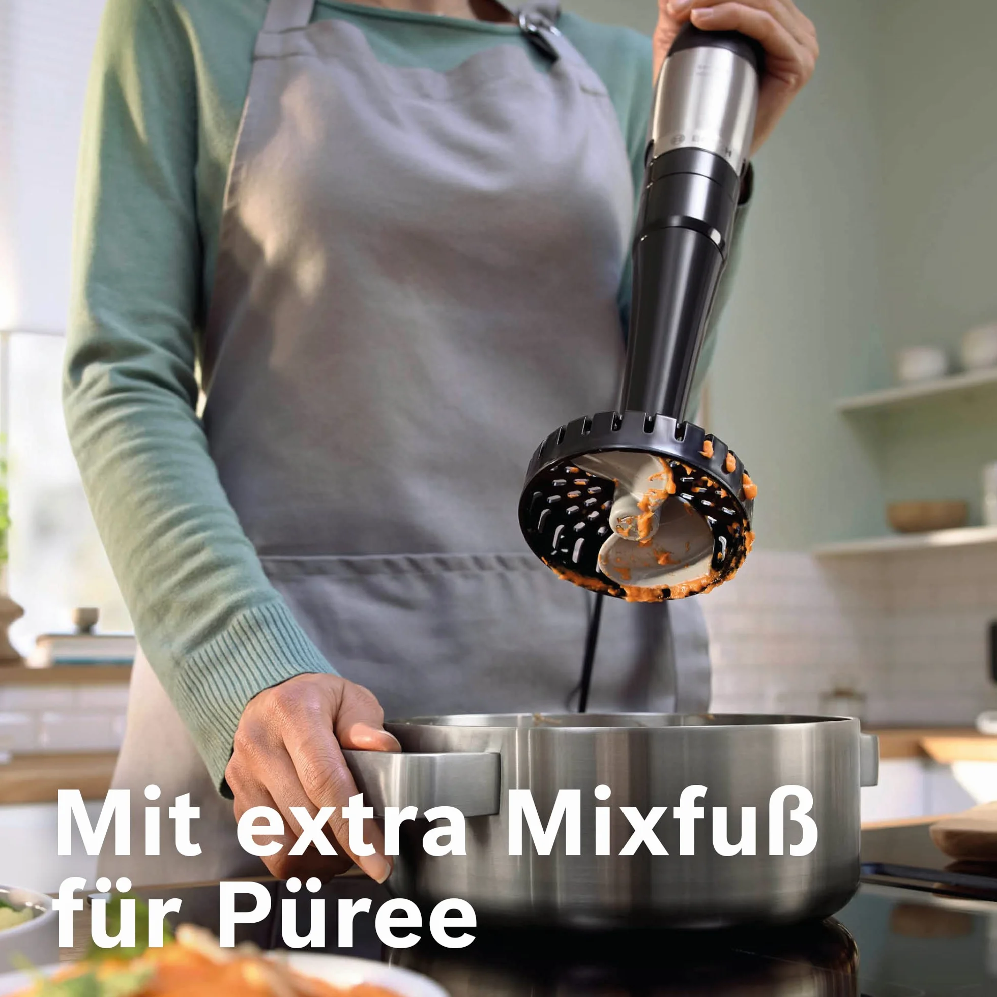 Bosch Blender Ręczny ErgoMaster Serie 6 MSM6M673, 1000 W, 4 Ostrza ze Stali Nierdzewnej, Wygodne sterowanie, Rozdrabniacz, Końcówka do Puree, Trzepaczka, Czarny/Srebrny