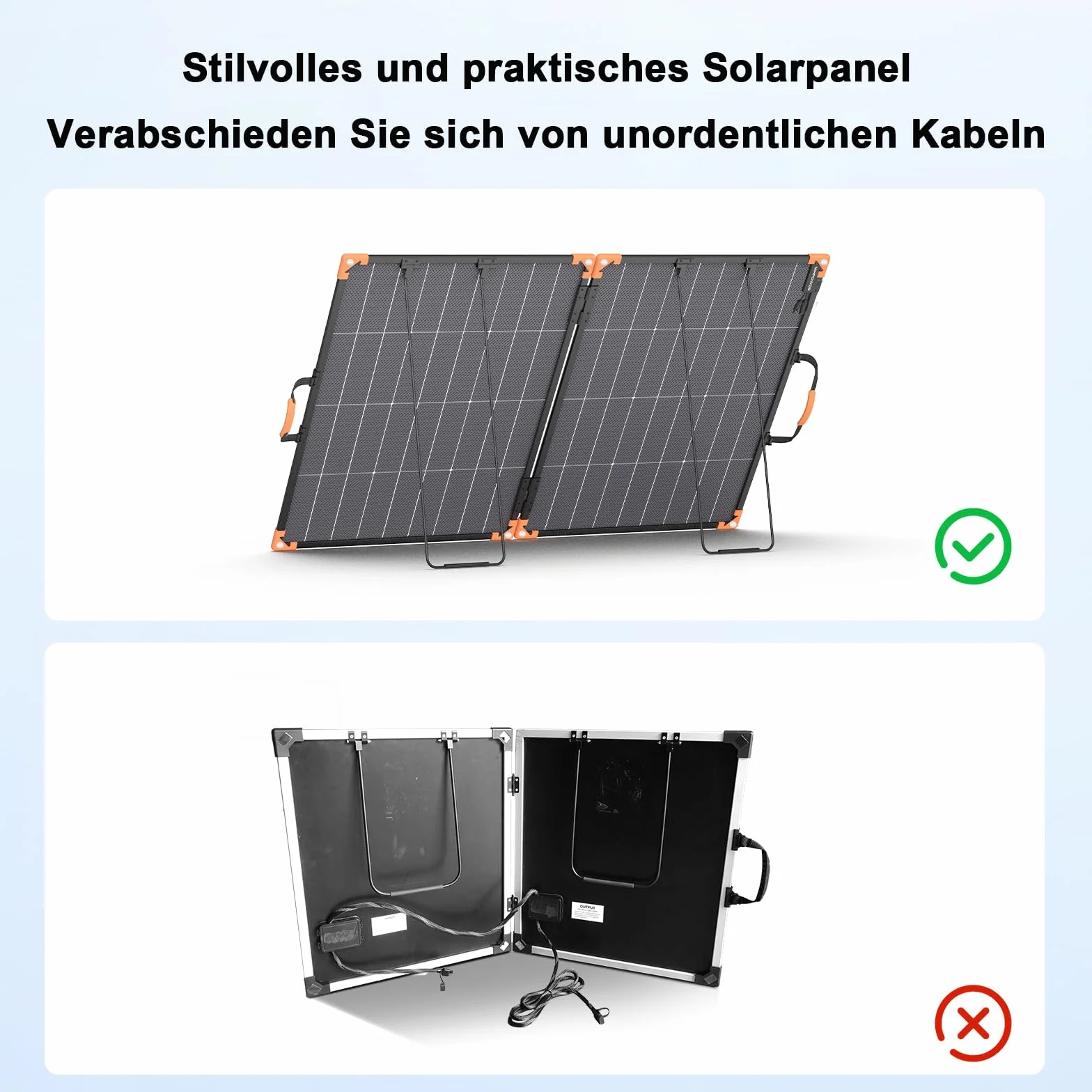 Przenośny panel słoneczny 200 W, dwufazowa składana ładowarka solarna, 23,5% wysoka sprawność dla elektrowni, wodoszczelność IP68 z 2 stabilnymi podpórkami do samochodów kempingowych