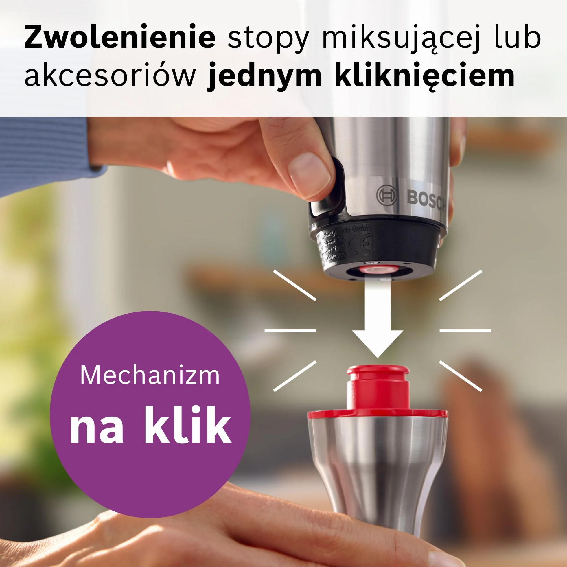 Bosch, blender ręczny, ErgoMaster Serie 8, silnik 1500 W, intuicyjna regulacja prędkości, 6-ramienne ostrze, akcesoria w zestawie, stal nierdzewna, MSM8M930