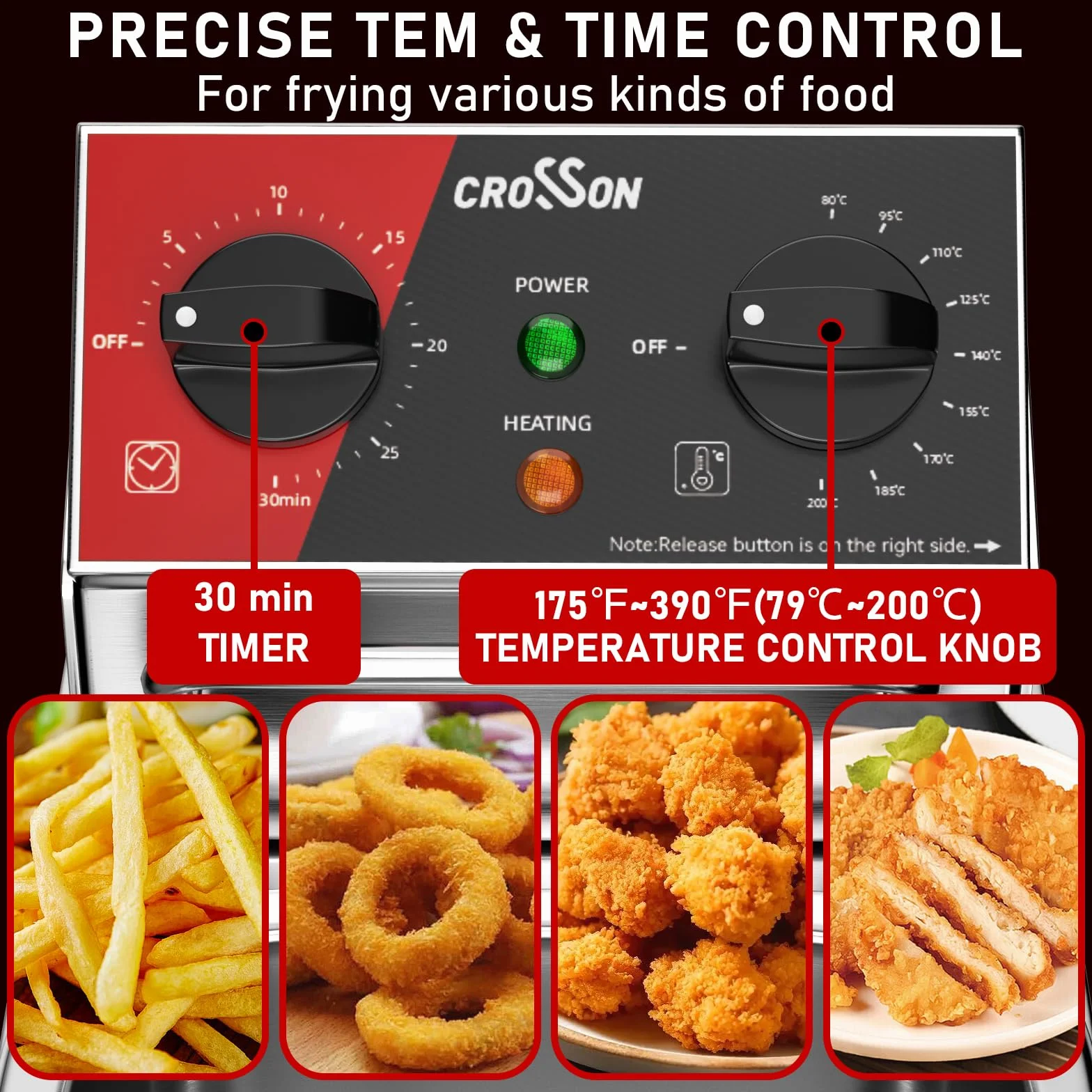 CROSSON Podwójny zbiornik 20 lbs Electric Deep Fryer (4 l pojedynczy zbiornik)