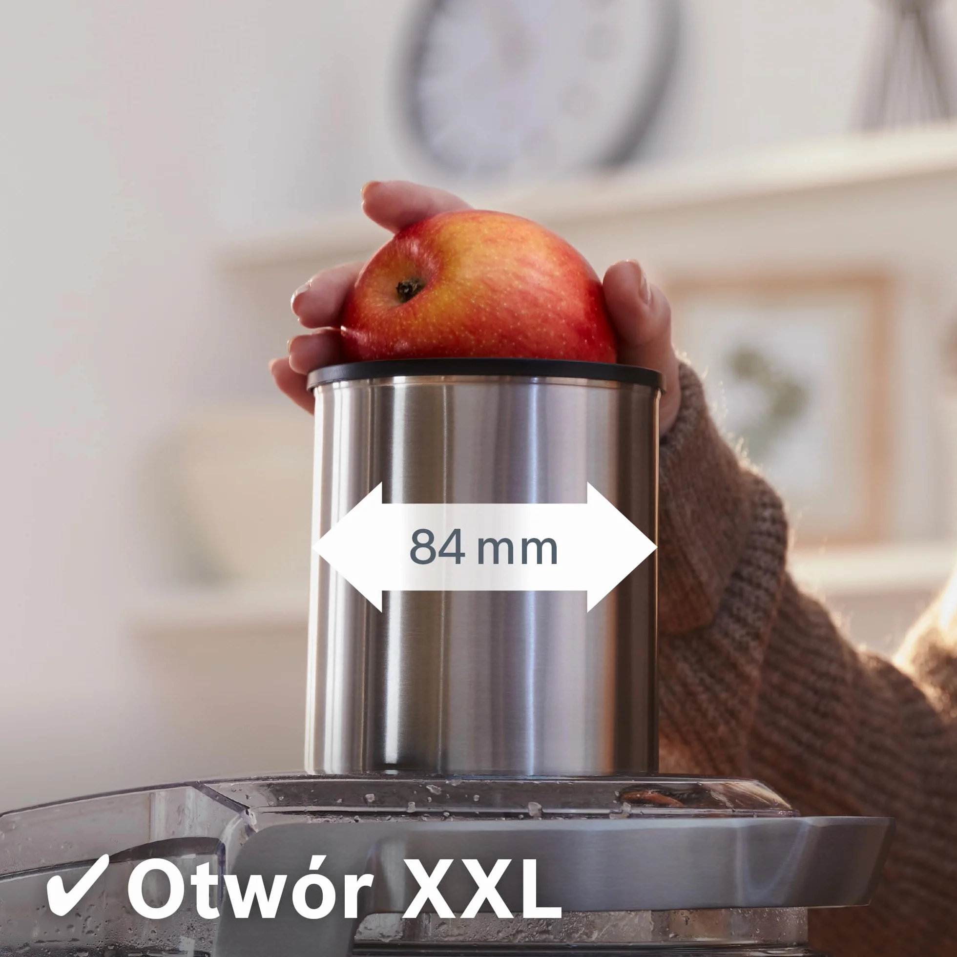 Bosch VitaJuice 4, sokowirówka, 1200 W, nóż ceramiczny, duży otwór wsadowy (84 mm), optymalne wyciskanie soku, DripStop, MES4010, srebrny