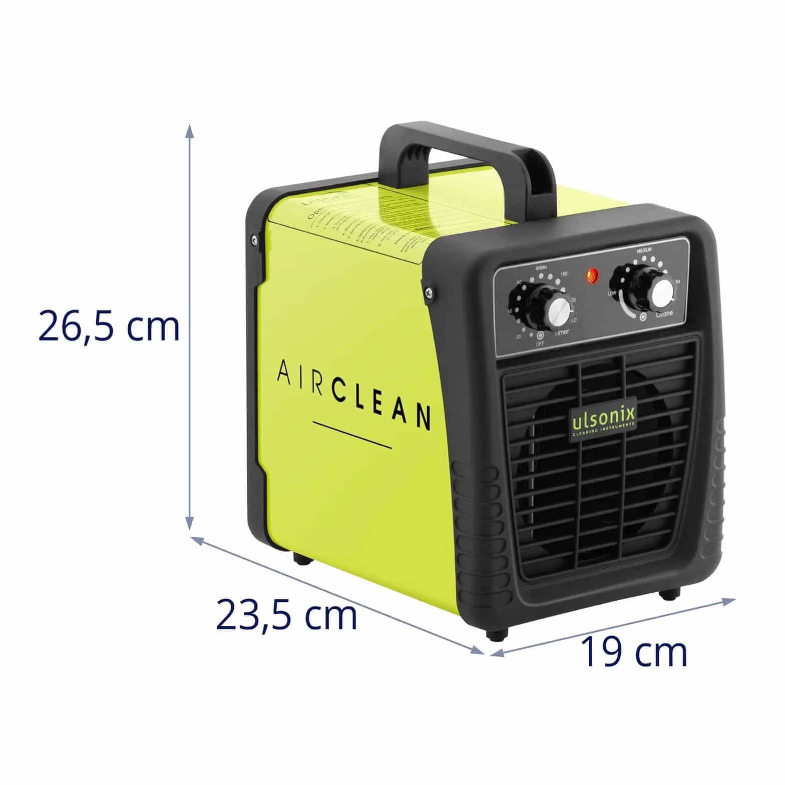 Przemysłowy generator ozonu, oczyszczacz powietrza, sterylizator ozonu, timer 10000 mg/h 95 W AIRCLEAN 10G-ECO (timer 60 min, stal malowana proszkowo, filtr ze stali nierdzewnej)