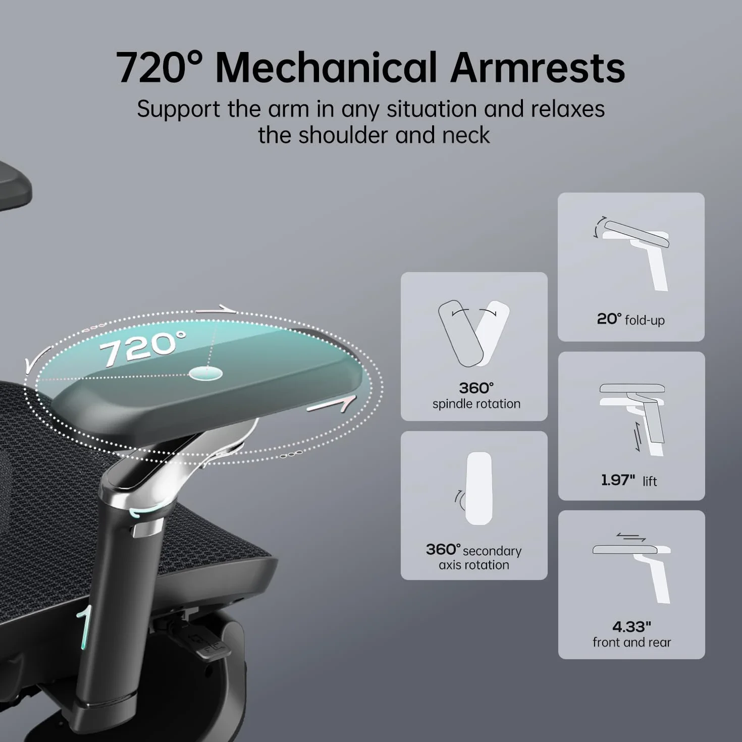 Hbada E3 Ultra Ergonomiczny Fotel Biurowy - Dynamiczne 3-Strefowe Wsparcie Lędźwiowe, Mechaniczne Podłokietniki 360°, Regulowany Zagłówek 4D, Wysokiej Jakości Siatka Mesh, Czarny