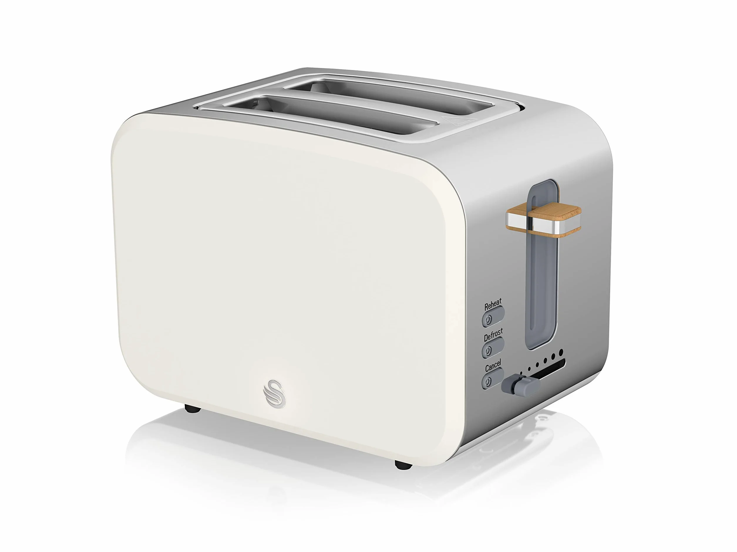 Swan Nordic Set czajnik śniadaniowy, bezprzewodowy, 1,7 l, 2200 W, szeroka szczelina, 2 kromki, 3 funkcje, nowoczesne wzornictwo, wygląd drewna, biały