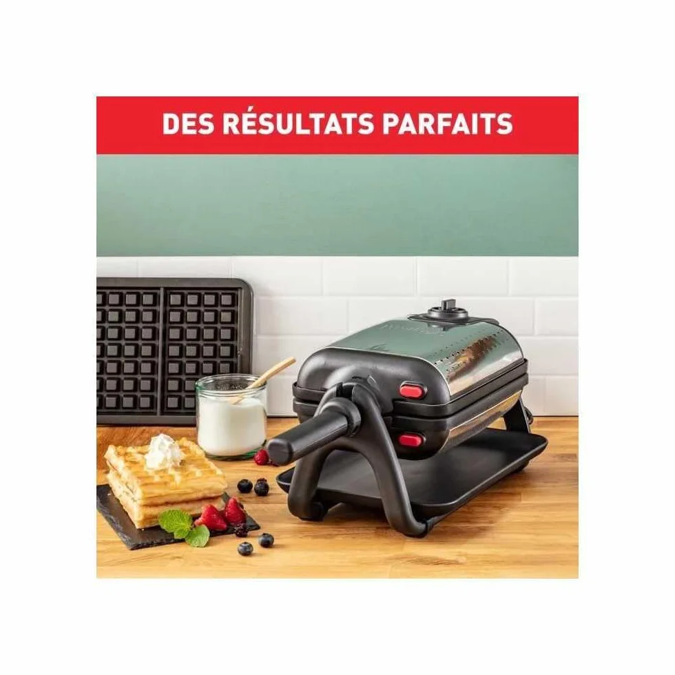 Tefal WM756D Półprofesjonalna gofrownica, regulowany termostat, obrotowy uchwyt, srebrny