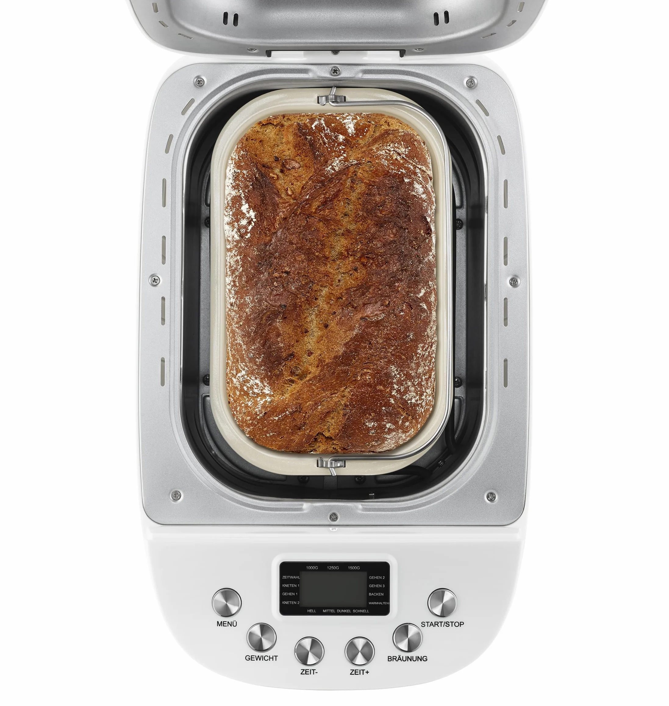 UNOLD 68520 BACKMEISTER Big White do 1500 g chleba, z 15 programami do bezglutenowego chleba, funkcja timera, funkcja utrzymania towaru, wyświetlacz LCD, biały