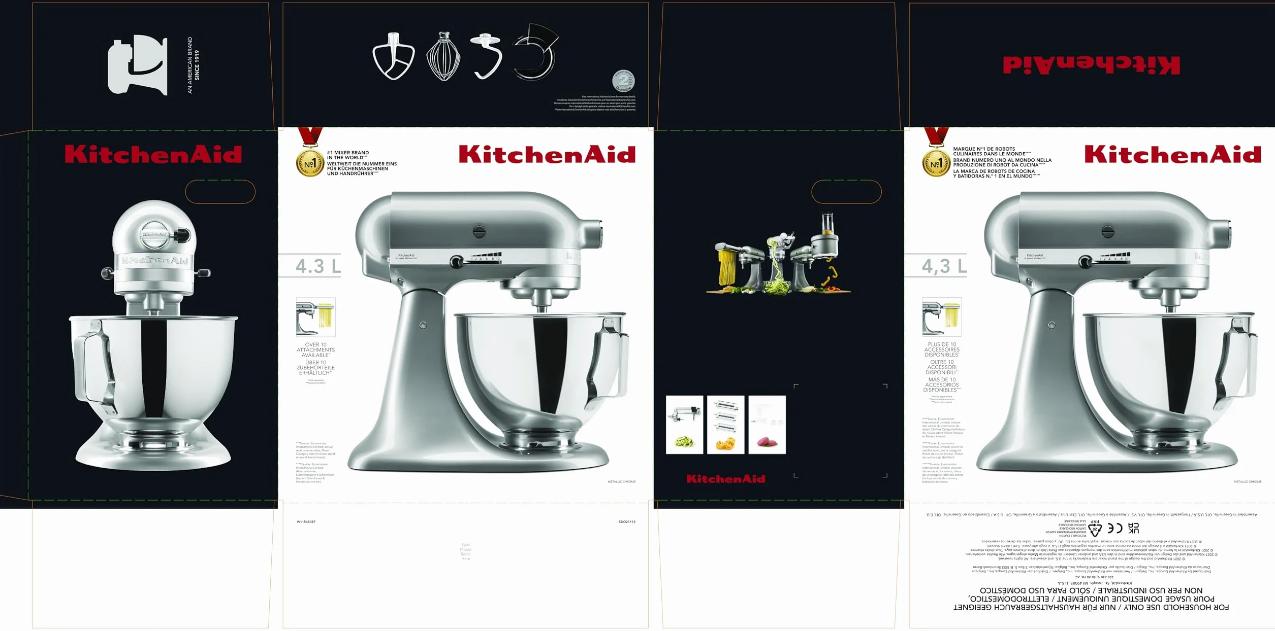 KitchenAid Maszyny kuchenne z uchylną głowicą silnika 4,3 l 5KSM95PSECU