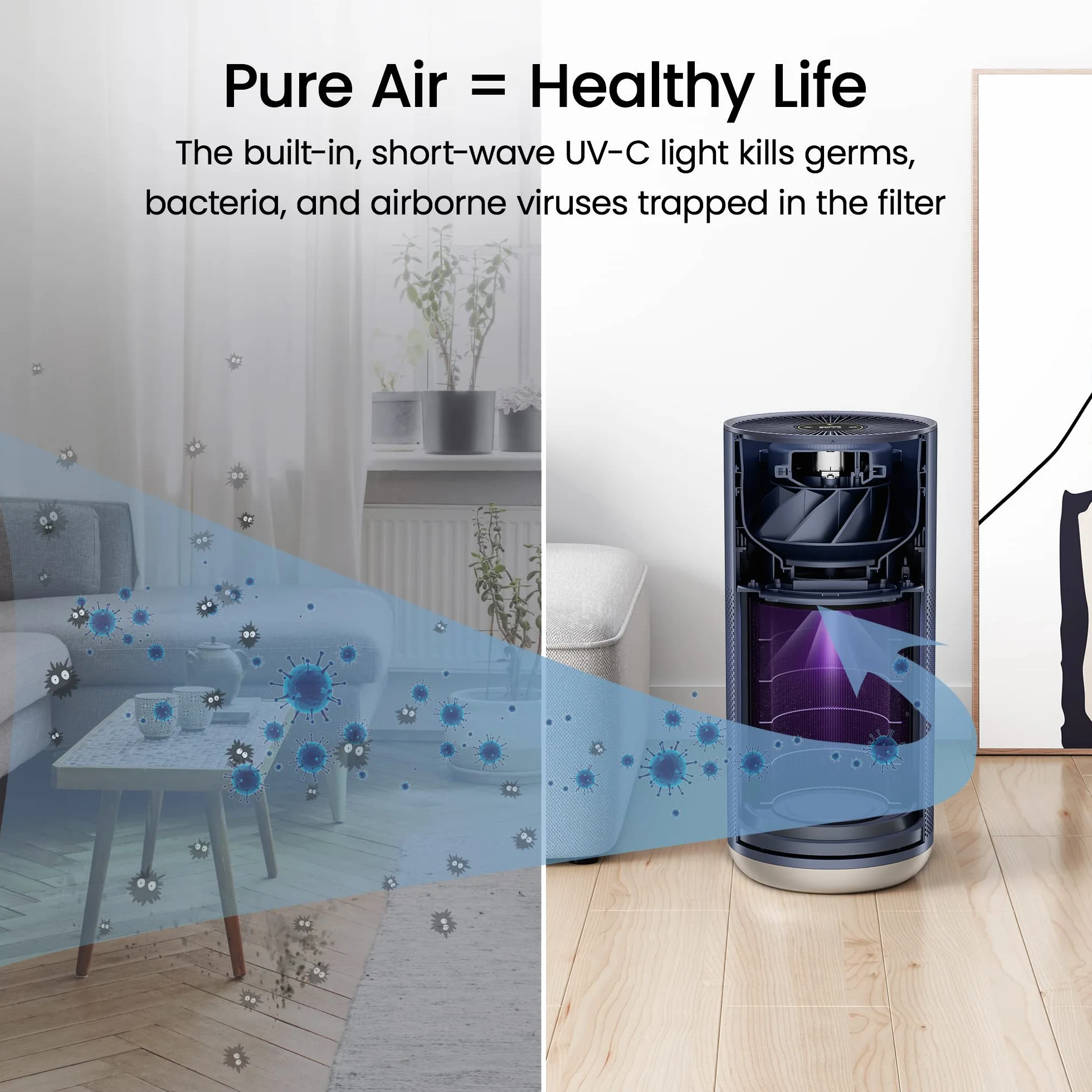 Smartmi 2 oczyszczacz powietrza HEPA filtr UV inteligentna kontrola
