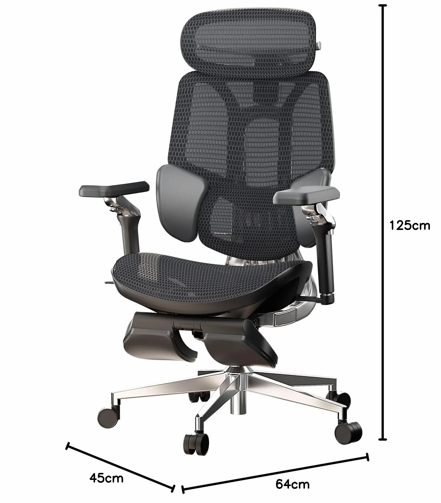 Hbada E3 Ultra Ergonomiczny Fotel Biurowy - Dynamiczne 3-Strefowe Wsparcie Lędźwiowe, Mechaniczne Podłokietniki 360°, Regulowany Zagłówek 4D, Wysokiej Jakości Siatka Mesh, Czarny