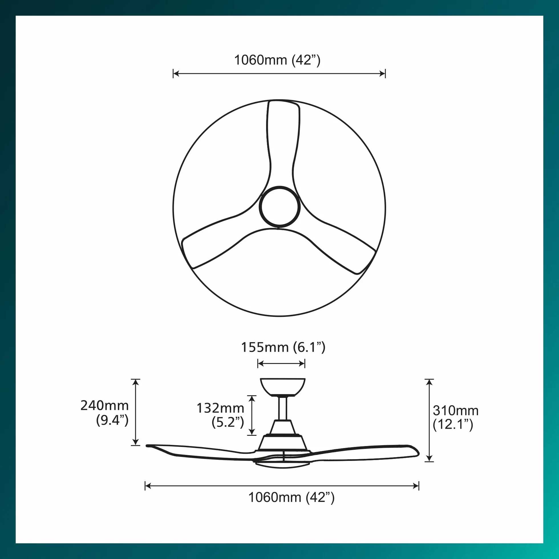 Wentylator sufitowy Philips Olas z 3 łopatkami, światłem LED 24W, silnikiem DC i funkcją regulacji temperatury barwowej (3000K-4300K-6500K) z możliwością przyciemniania, 42",biały, W zestawie pilot.