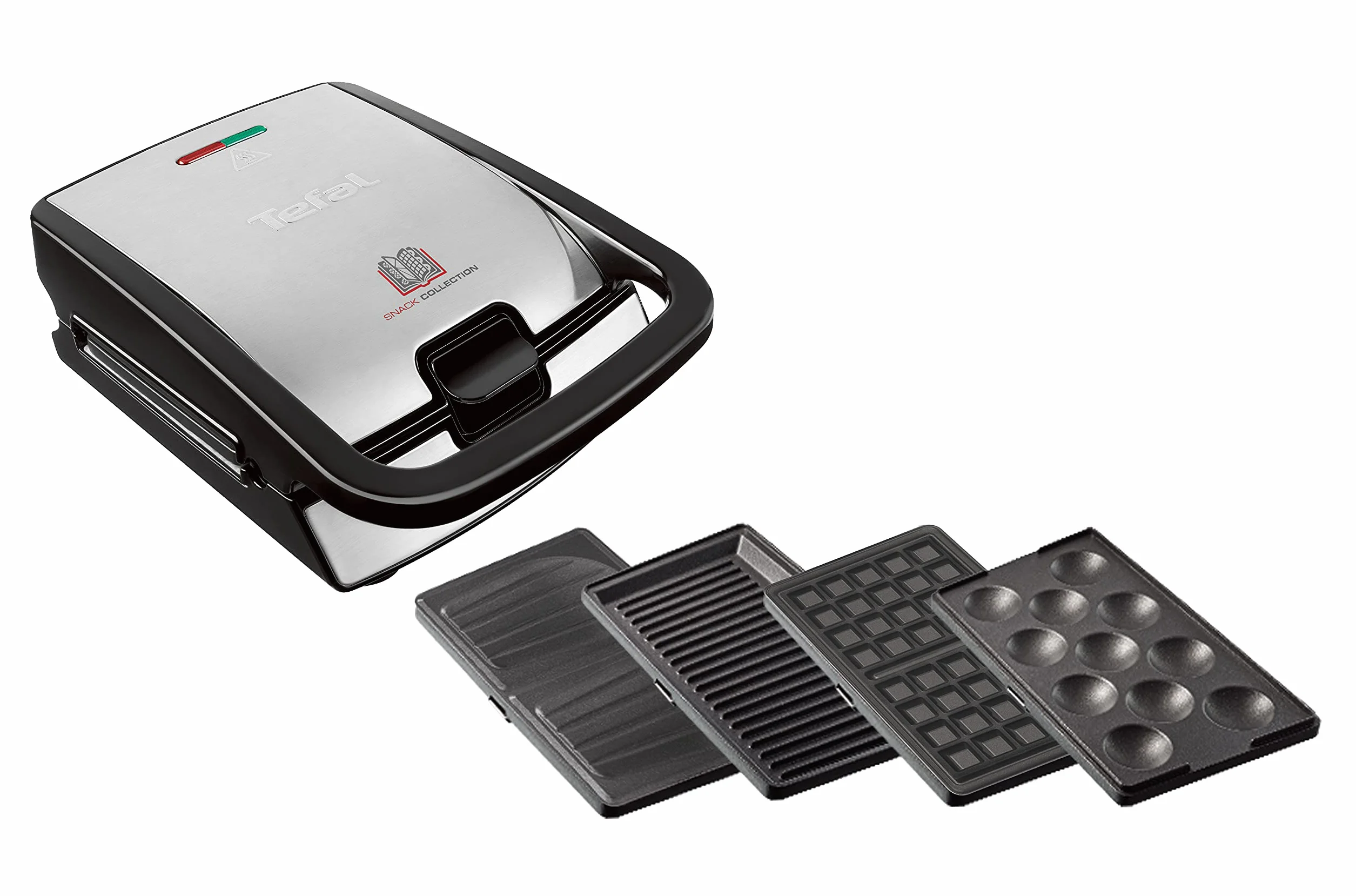 TEFAL Snack Collection SW854 Opiekacz, 4 wymienne komplety płyt w zestawie, moc 700W, możliwość mycia płyt w zmywarce, srebrny