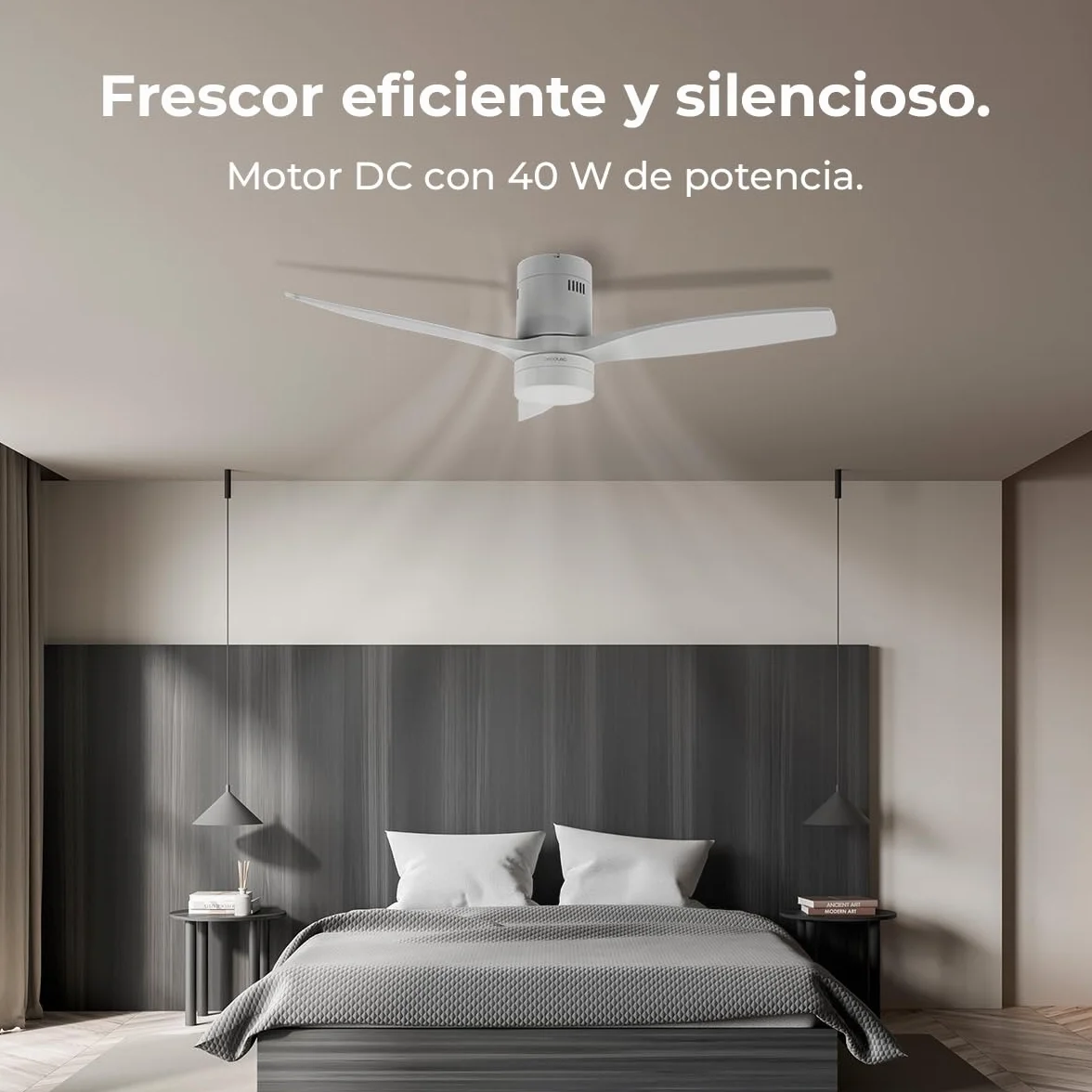 Cecotec Energysilence Aero 5600 Classic biały wentylator sufitowy LED 40 W, silnik prądu stałego, średnica 132 cm, 3 łopatki, LED 18 W, timer, 6 prędkości, pilot zdalnego sterowania, funkcja lato/zima