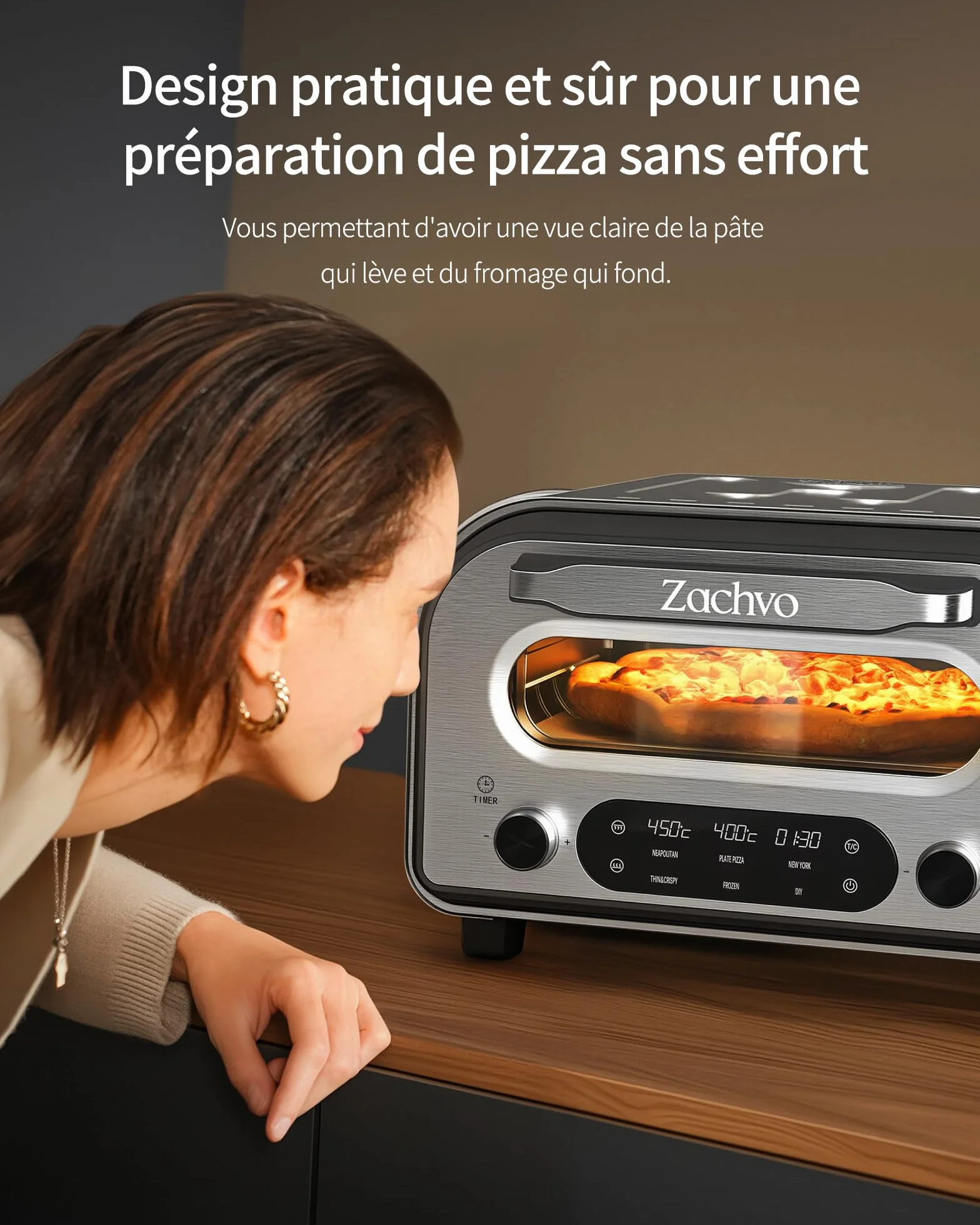 Elektryczny piekarnik do pizzy 450°C stal nierdzewna 32 cm timer 1-60 min