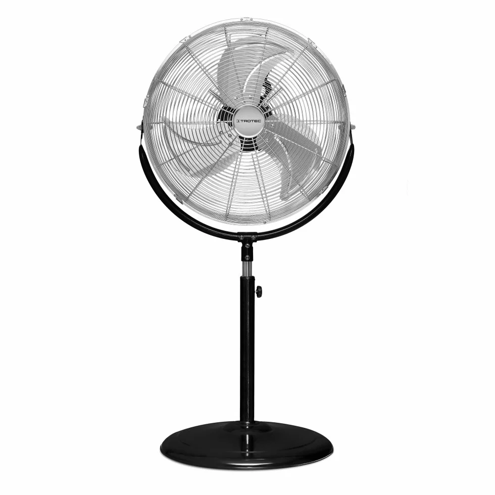 TROTEC Wentylator stojący TVM 18 S - duży, 100 W, kąt nachylenia 110°, 3 prędkości, Ø 45 cm, metalowy