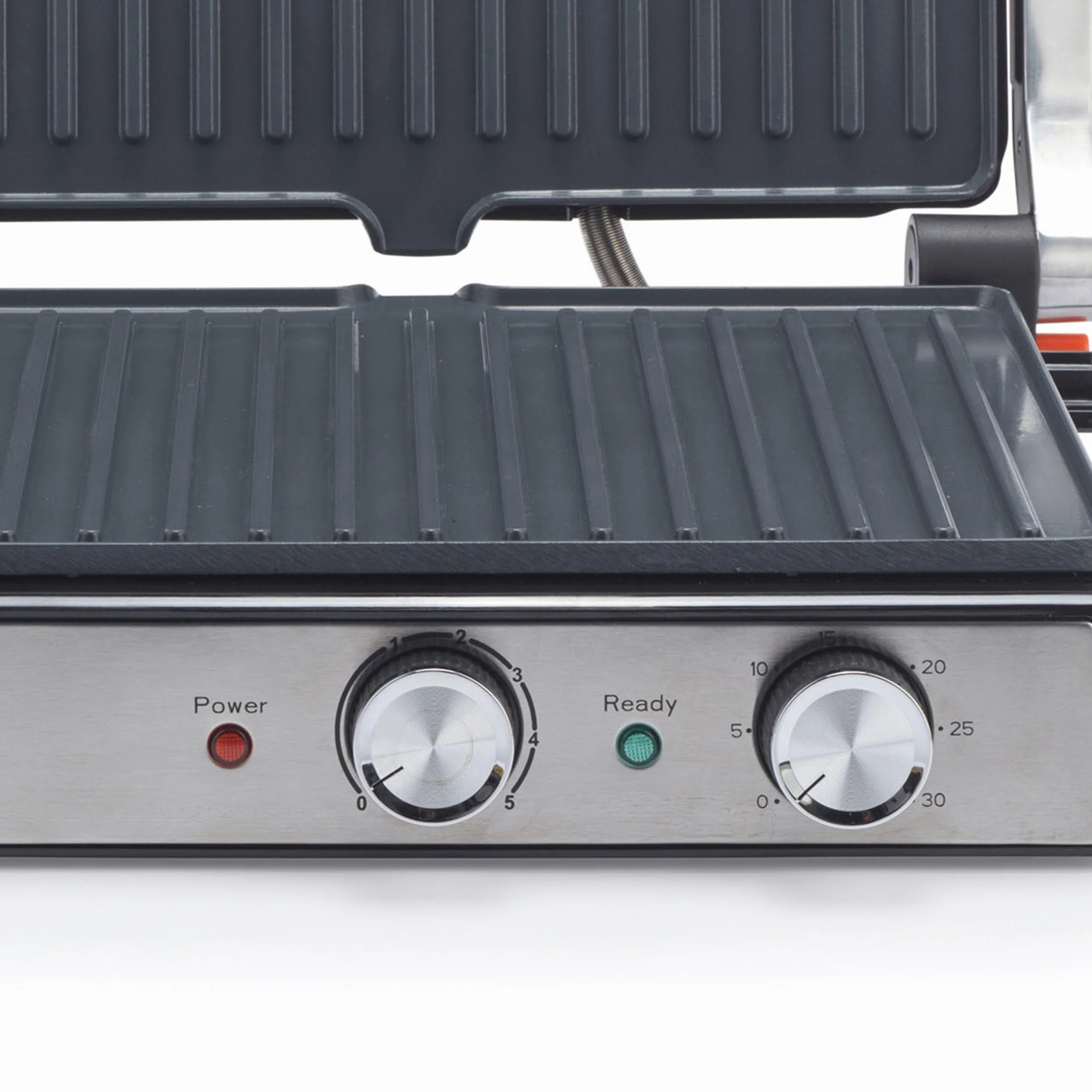 Petra PT6234VDE Elektryczny Grill – Duze Plyty Gillingowe, Otwiera sie do 180° na podwójna powierzchnie gotowania, Ceramiczna powloka nieprzywierajaca bez PFAS, Regulowana temperatura i timer, 2000 W