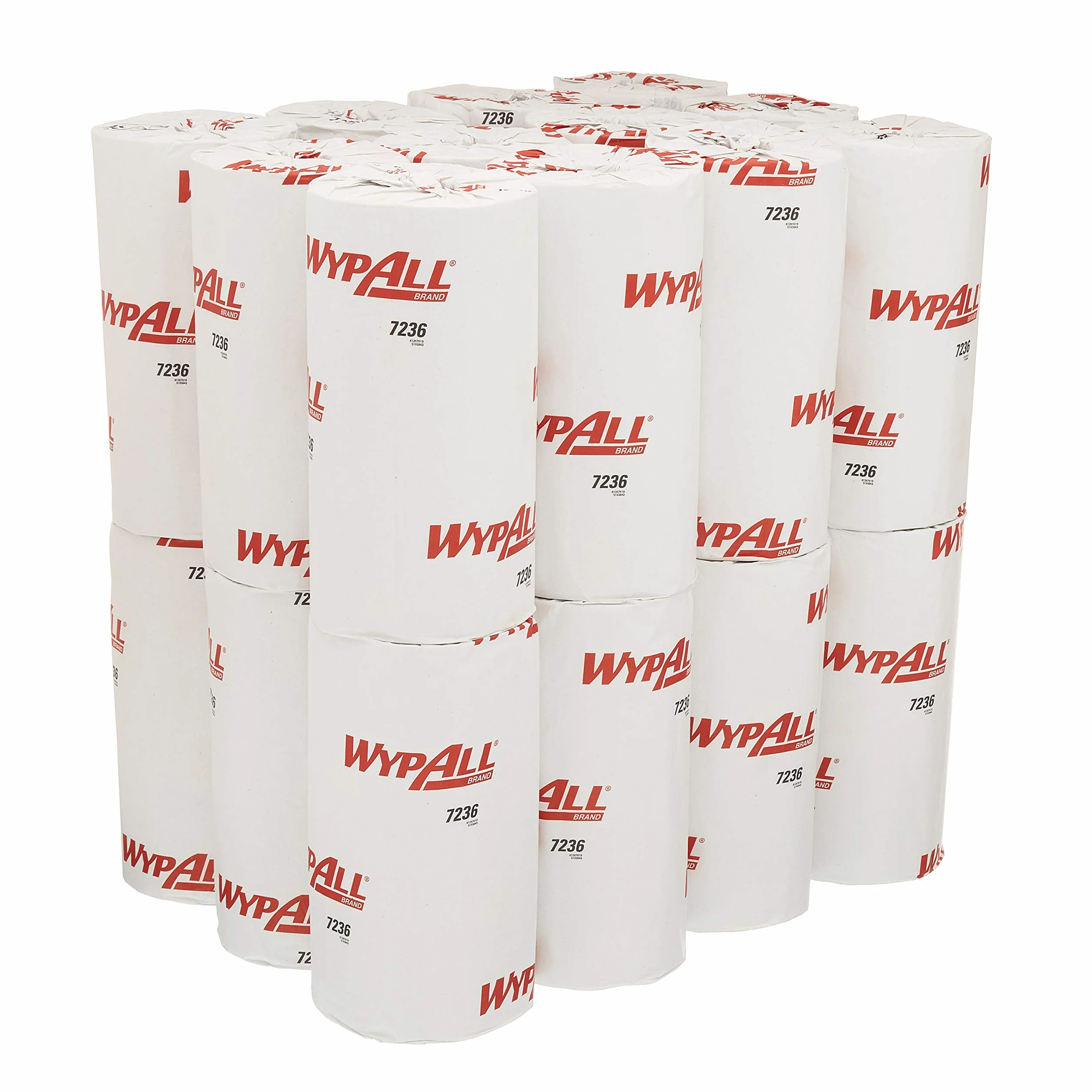 WypAll L10 papier do wycierania żywności i higieny 7236-1-warstwowe kompaktowe chusteczki do czyszczenia - 24 rolki x 165 białe chusteczki papierowe (łącznie 3960)