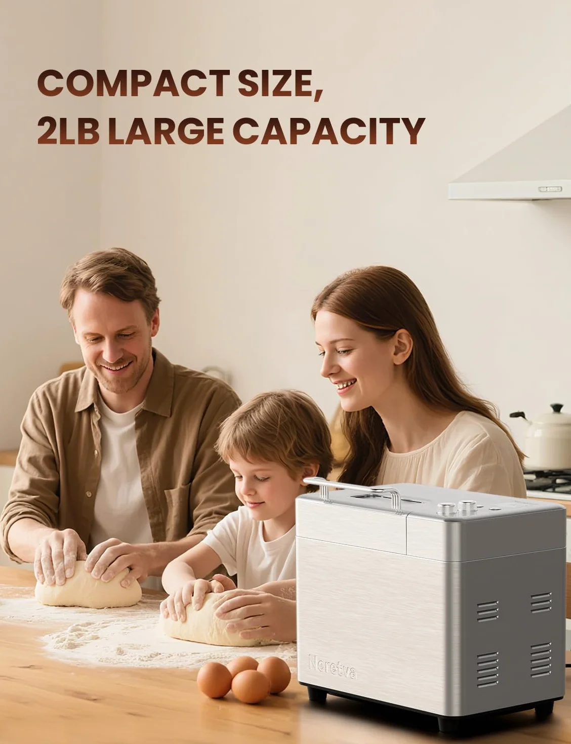 Neretva Automat do pieczenia chleba, 17 programów, 1 kg, automatyczny dozownik, powłoka nieprzywierająca, timer 15 h, utrzymanie ciepła 1 h