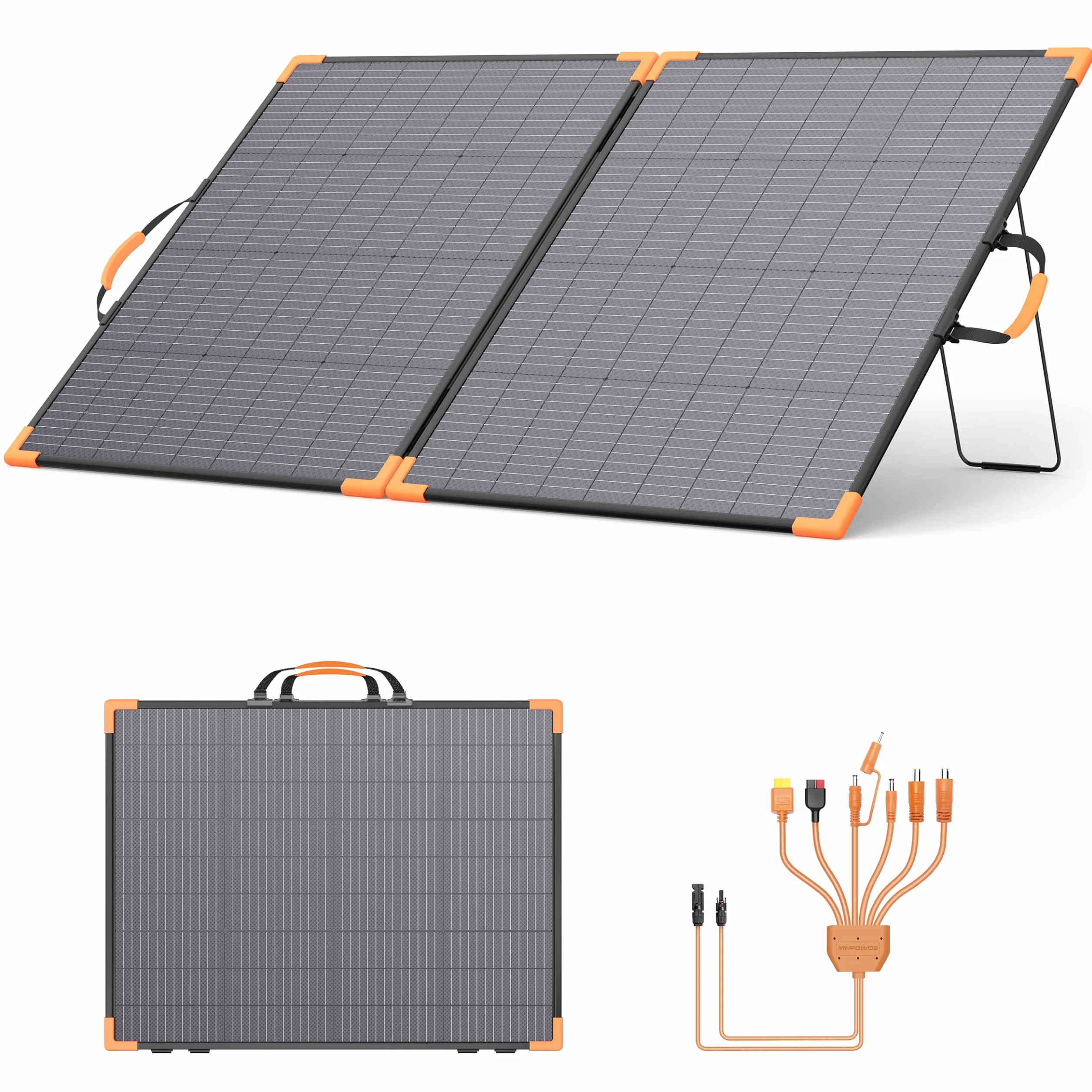 Przenośny panel słoneczny 200 W, dwufazowa składana ładowarka solarna, 23,5% wysoka sprawność dla elektrowni, wodoszczelność IP68 z 2 stabilnymi podpórkami do samochodów kempingowych