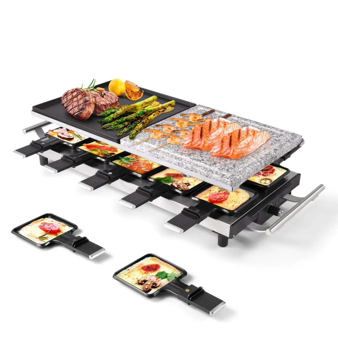 ProfiCook skrobak do grilla 2 w 1, 1700 W, płyta kamienna i grillowa, powłoka nieprzywierająca, stal nierdzewna, PC-RG 1144