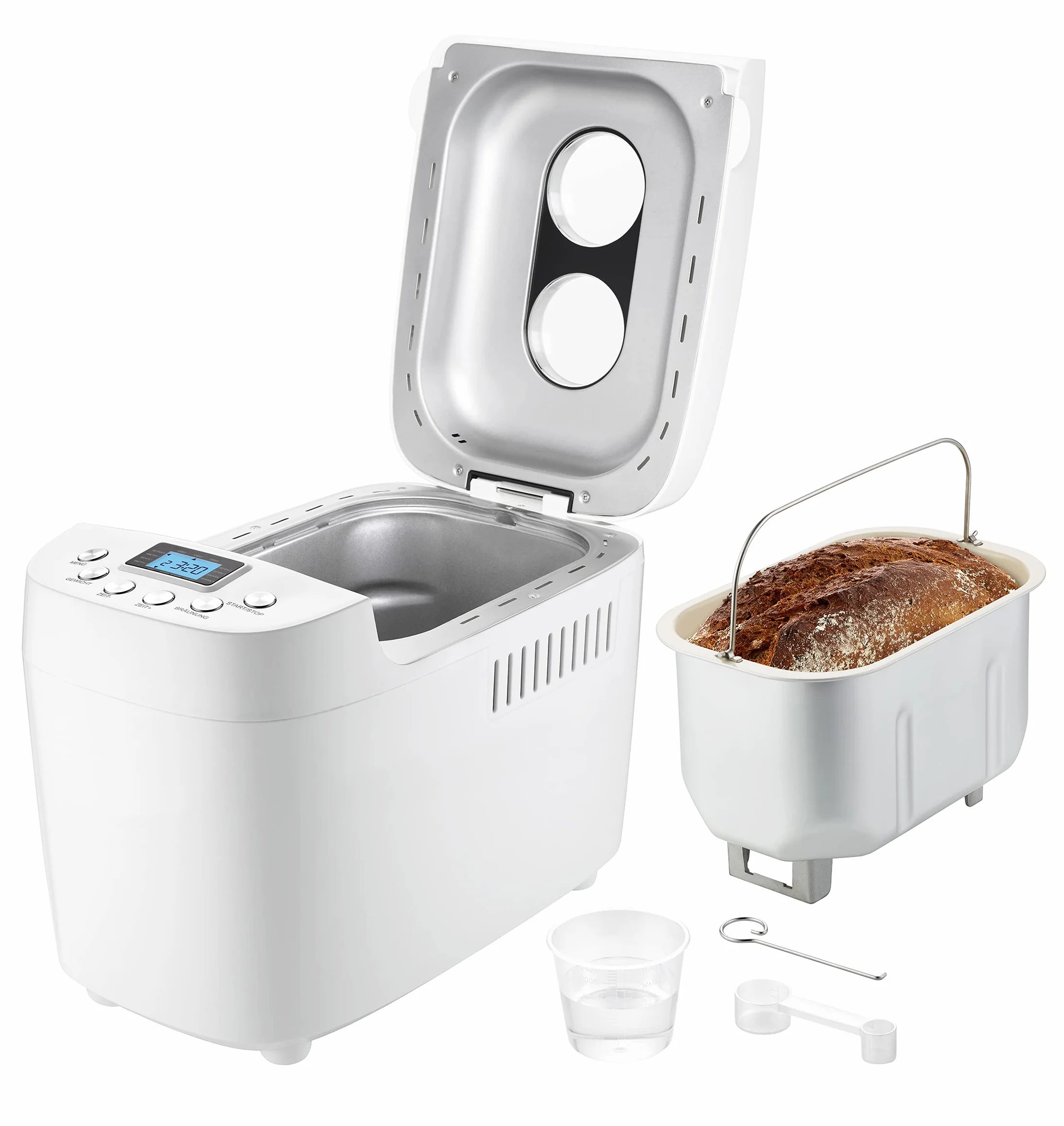 UNOLD 68520 BACKMEISTER Big White do 1500 g chleba, z 15 programami do bezglutenowego chleba, funkcja timera, funkcja utrzymania towaru, wyświetlacz LCD, biały