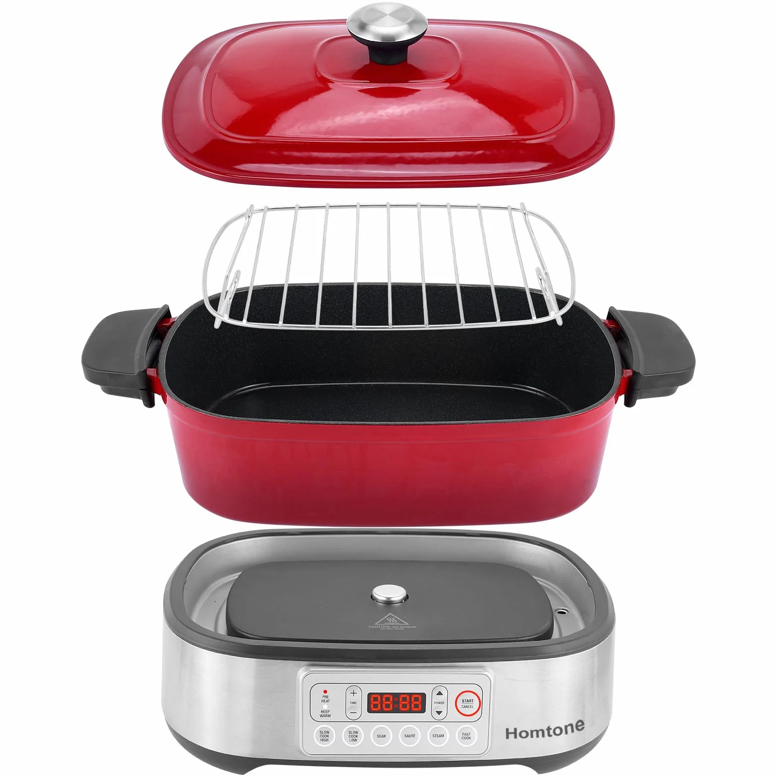 Homtone 6 w 1 Slow Cooker garnek 5,5 l programowalny emaliowany ceramiczny