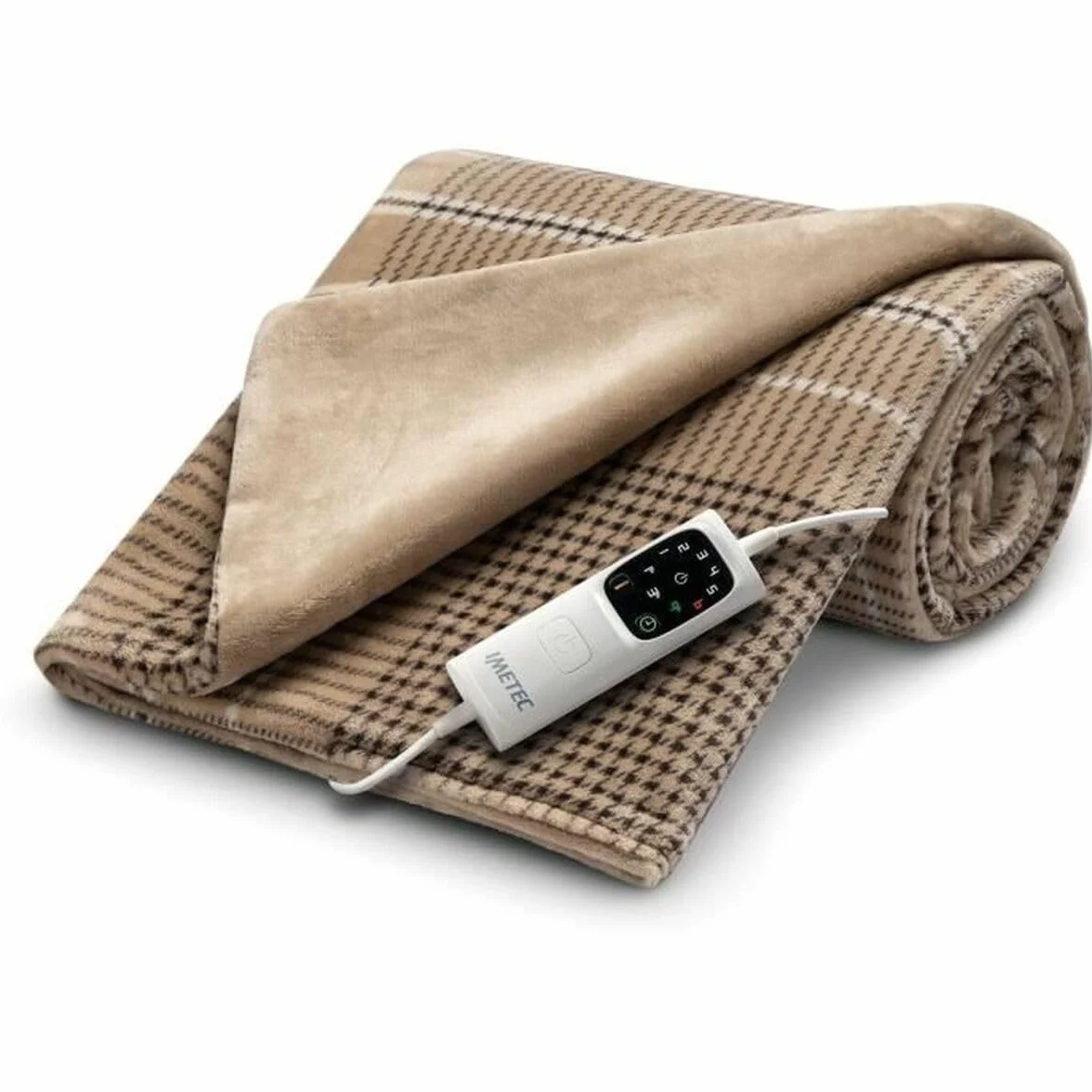 Imetec Adapto Elegance, Plaid Ogrzewanie, Koc elektryczny,Miękka tkanina 180 x 140 Cm,Oszczędność energii,Technologia Adapt, Optymalny, Szybkie nagrzewanie, 6 Temperatur, Zmywalne,Brązowy, 1.75 kg