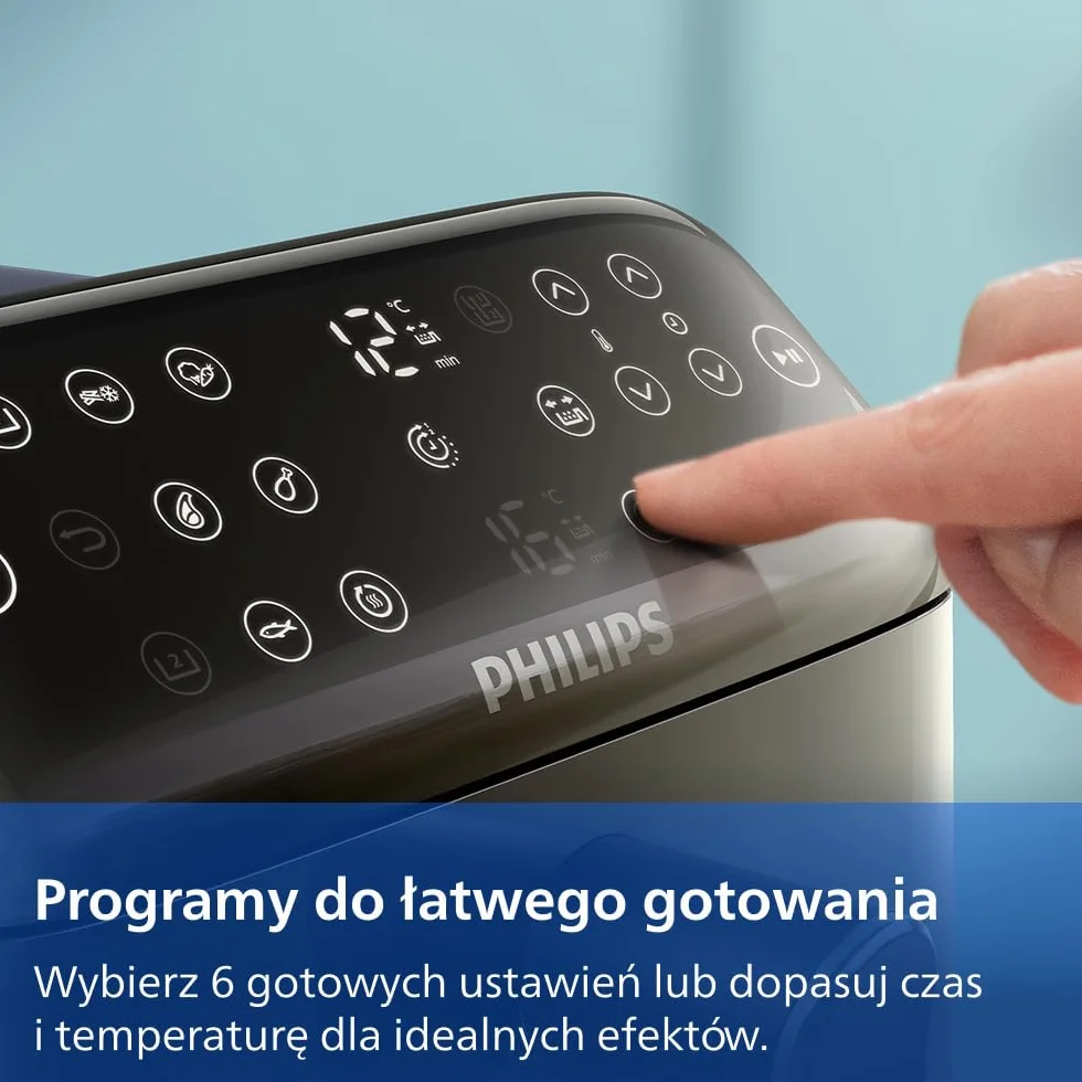 Philips Ovi z serii 4000 z podwójnym koszem 10L – Technologia RapidAir, Synchronizacja, 2 posiłki jednocześnie, 45% mniej miejsca na blacie, Powłoka ceramiczna bez PFAS, Okienka podglądu (NA460/00)