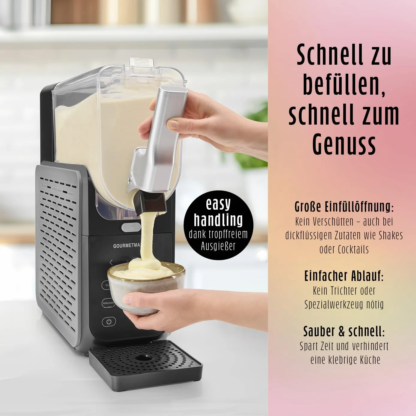 GOURMETmaxx FreezeUp Maszyna do lodów 2,8 l 5 trybów pracy elektryczna