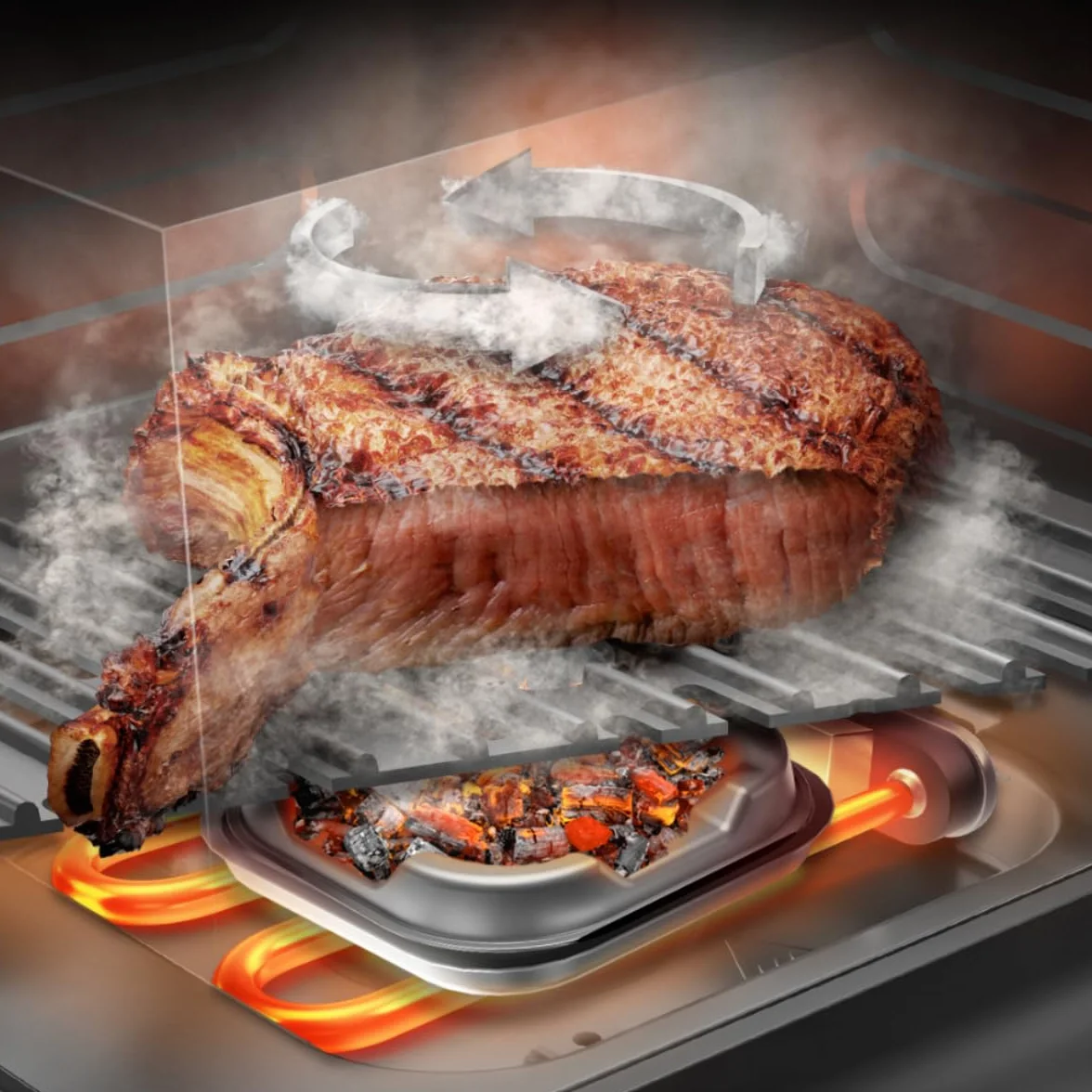 Cecotec Bezolejowa frytkownica powietrzna 6,5 l grill grill podwójna rezystancja zintegrowany Air Fryer Cecofry&Grill Smokin' 6500. 2200W, regulacja temperatury 40-200°C, 10 menu