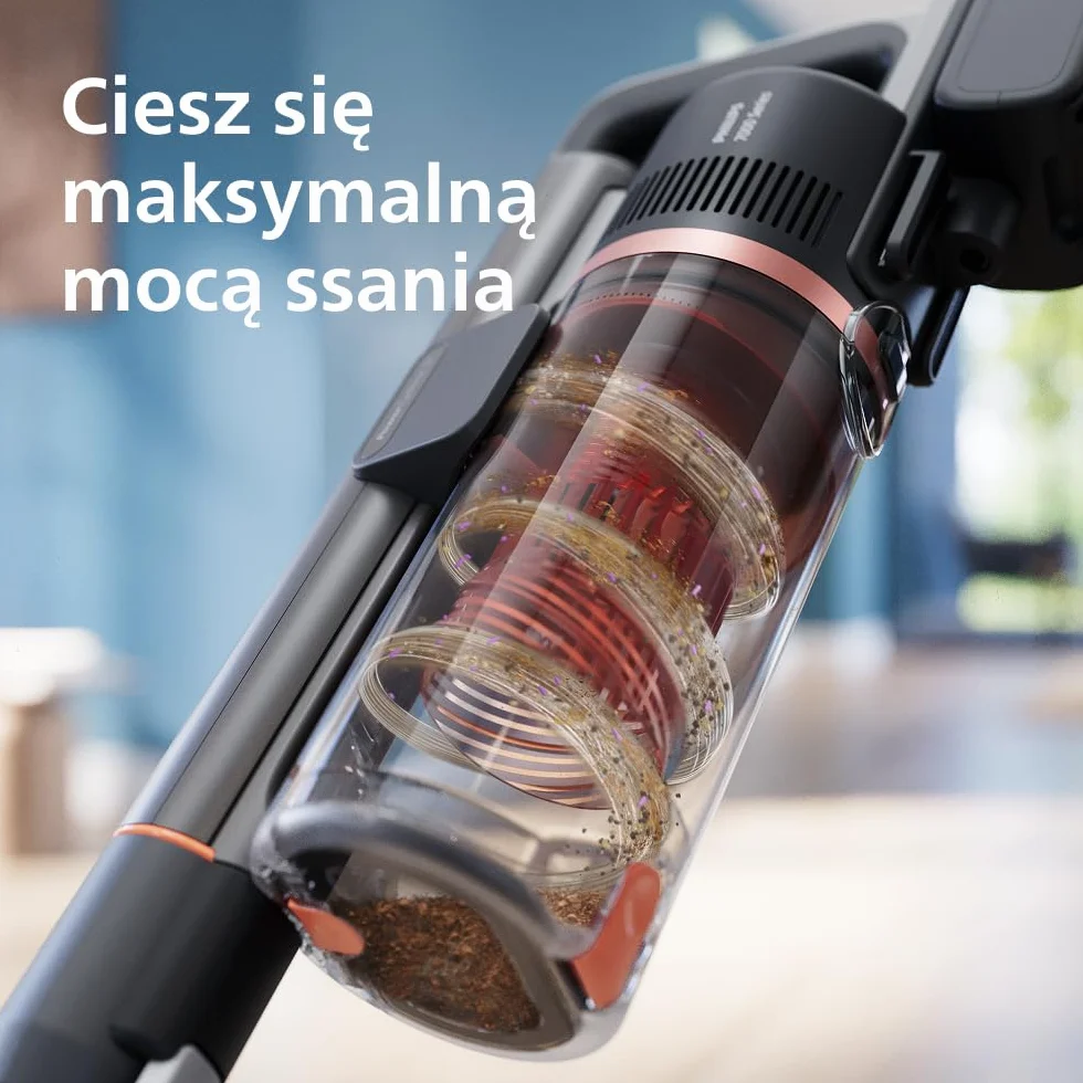 Philips SpeedPro Max Bezprzewodowy Odkurzacz Pionowy 7000 Series, Do Sierści Zwierząt, Mocne Ssanie 360°, Maks. 80 min, Bez Plątania, Do Dywanów i Twardych Podłóg, 4 Narzędzia LED (XC7065/01)