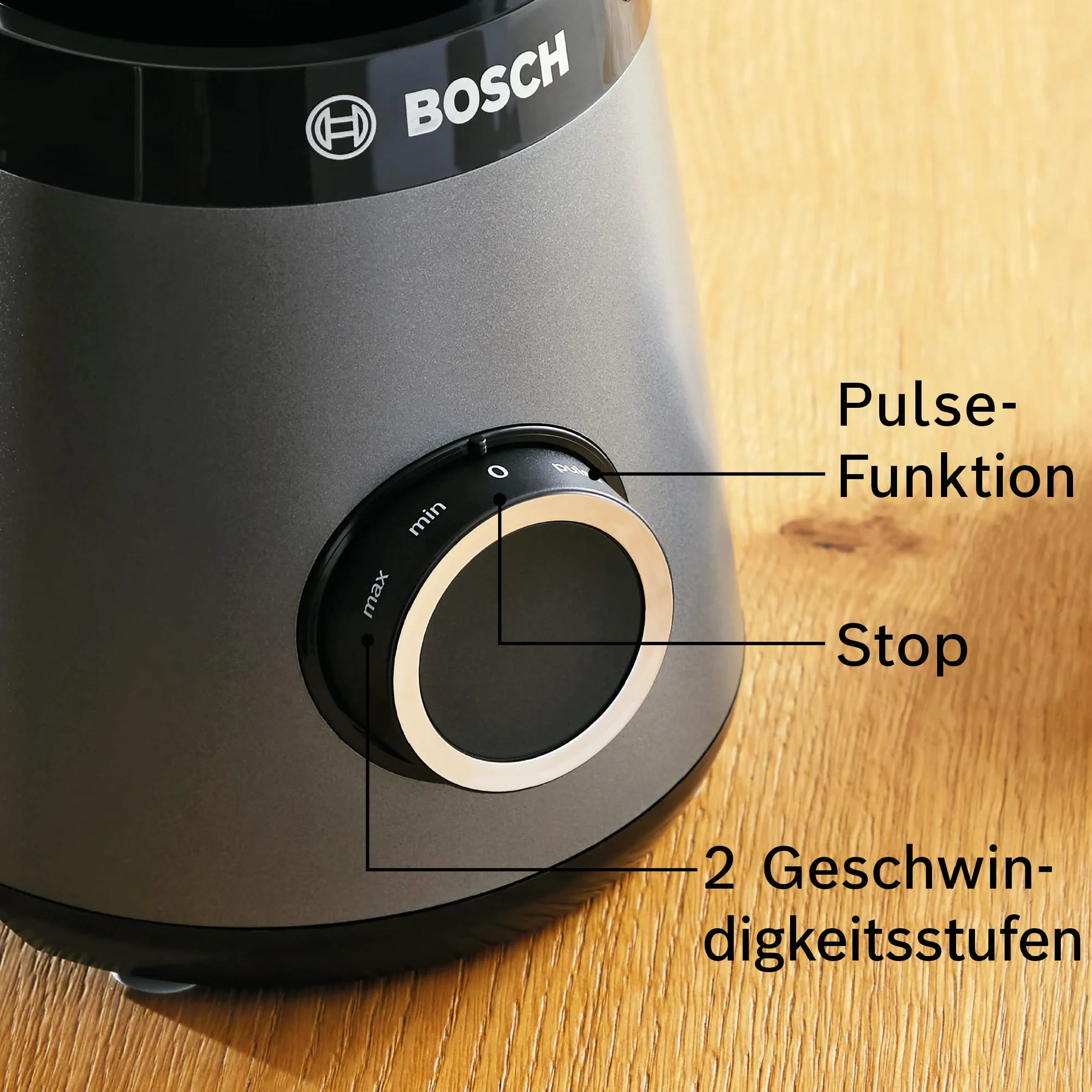 Bosch Mikser stojący VitaPower seria 4 MMB6177S, 1,5 l ThermoSafe szklany pojemnik, 30 000 obr/min, stal nierdzewna