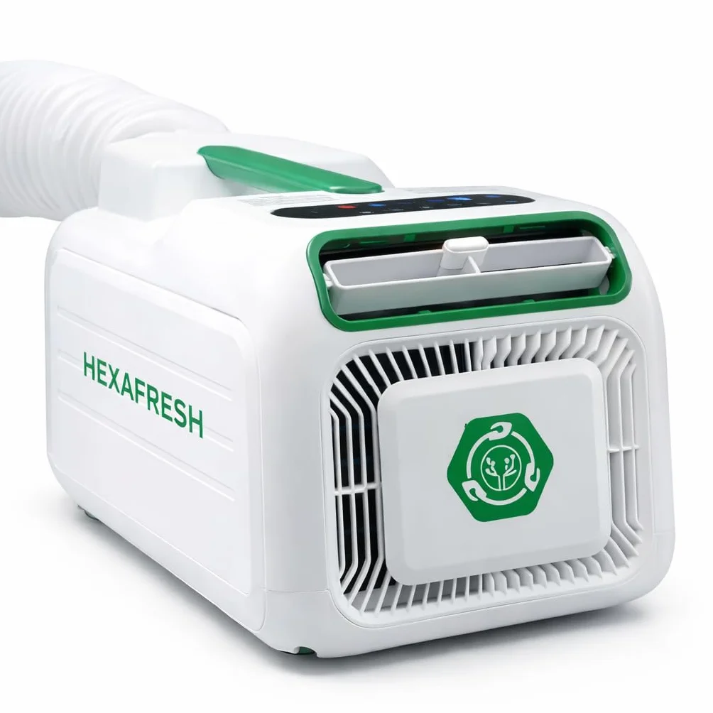 HEXAPRO+ przenośny klimatyzator, 4800 BTU, czynnik chłodniczy R290, chłodzenie turbo, osuszacz powietrza i tryb wentylatora, do pomieszczeń do 15 m², efektywność energetyczna, obsługa