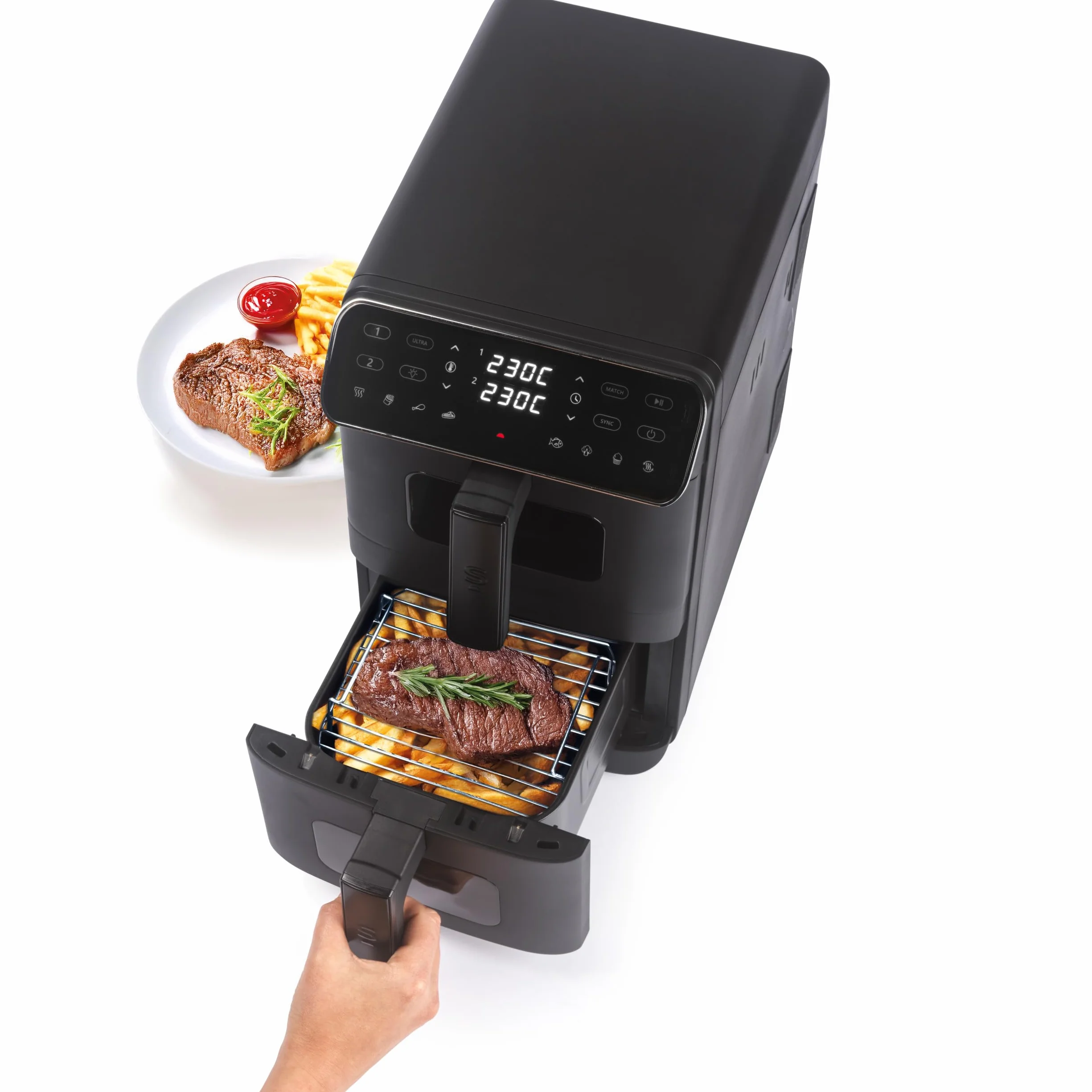 Salter VertiCook Ultra View Frytkownica beztłuszczowa 9L 2400W Dwie Szuflady Okienka Podglądu Wyświetlacz Cyfrowy