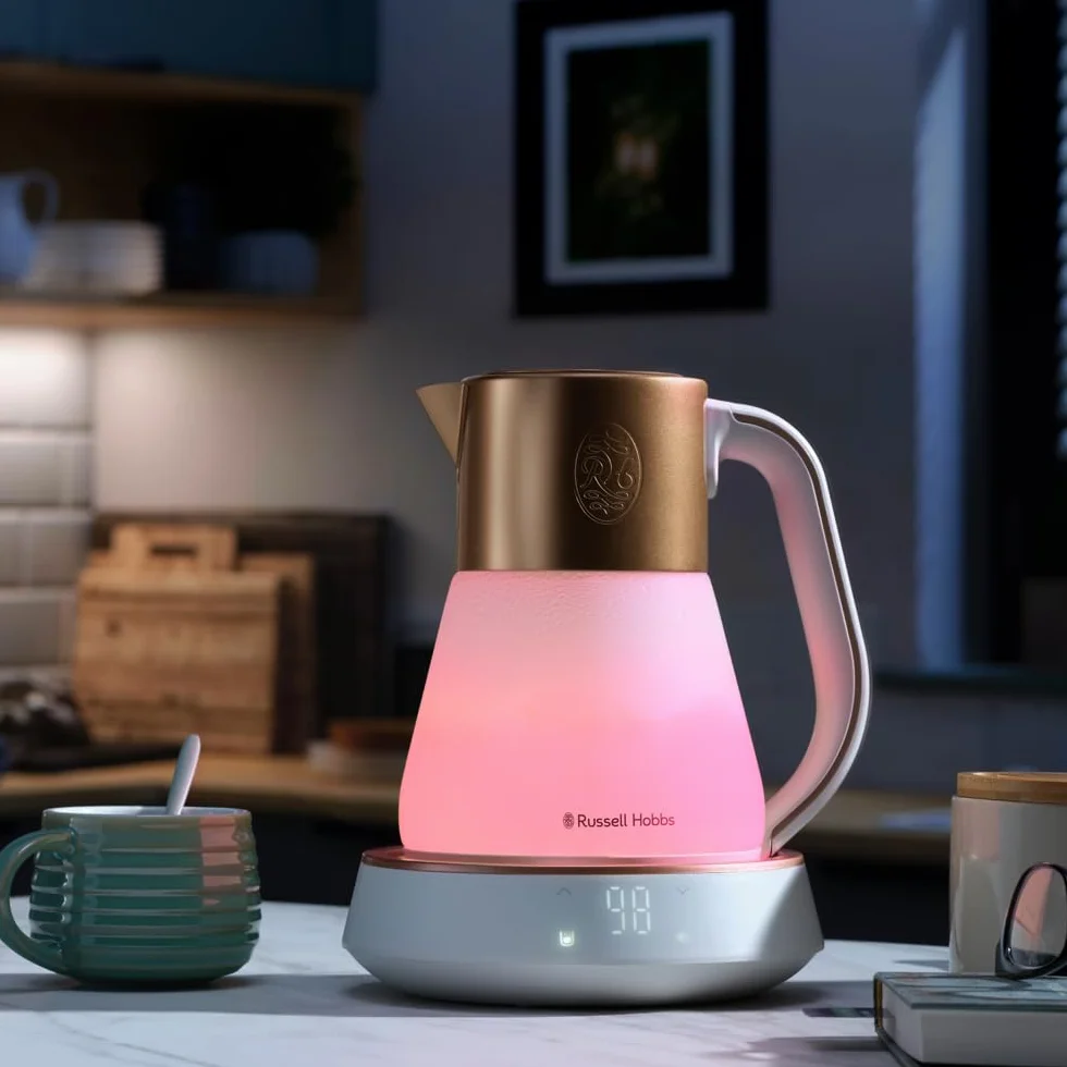 Russell Hobbs Czajnik elektryczny [1,7L, Reg. temp. 40-100°C] Calm (oświetlenie wew., kojące dźwięki, technologia cichego gotowania, podtrzymanie ciepła, cyfrowy dotykowy wyświetlacz, 2400W) 27450-70